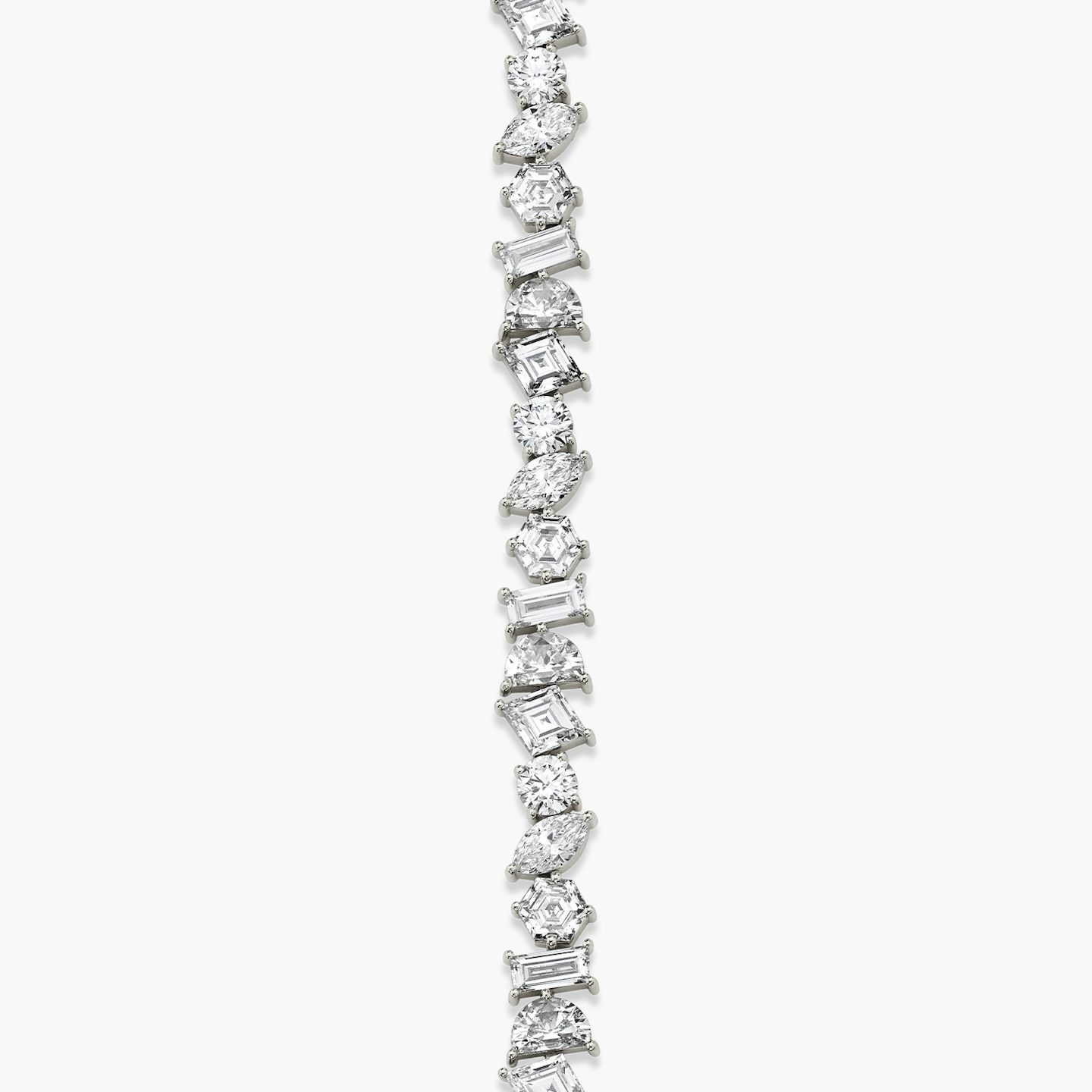 Bracelet Illuminate | baguette+lozenge+hexagon+marquise+round-brilliant+half-moon | 14k | Or blanc 18 carats | Longueur de la chaîne: 8