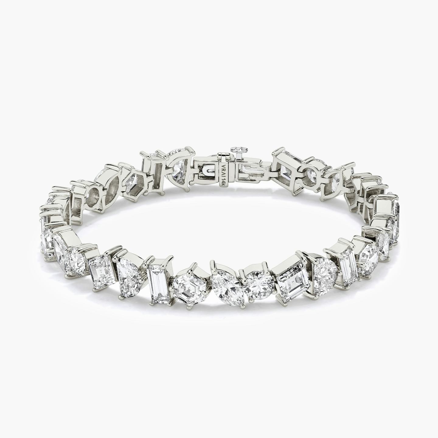 Illuminate Bracelet | baguette+lozenge+hexagon+marquise+round-brilliant+half-moon | 14k | 18k White Gold | Chain length: 7