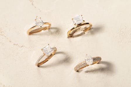 The signature engagement ring, the hover engagement ring, the curator engagement ring 
