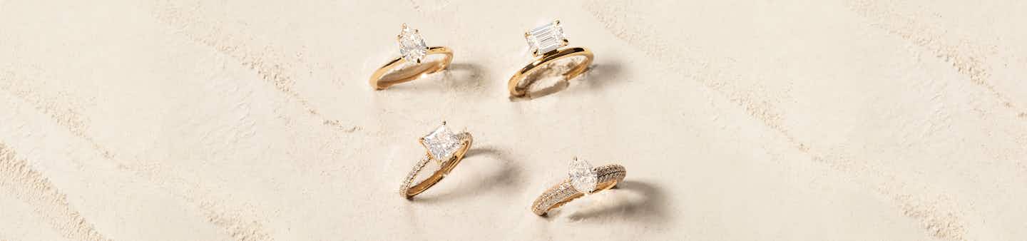 The signature engagement ring, the hover engagement ring, the curator engagement ring