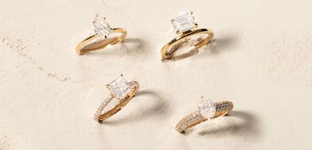 The signature engagement ring, the hover engagement ring, the curator engagement ring 
