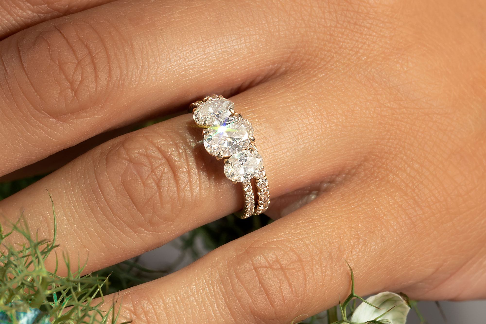 The oval three stone engagement ring