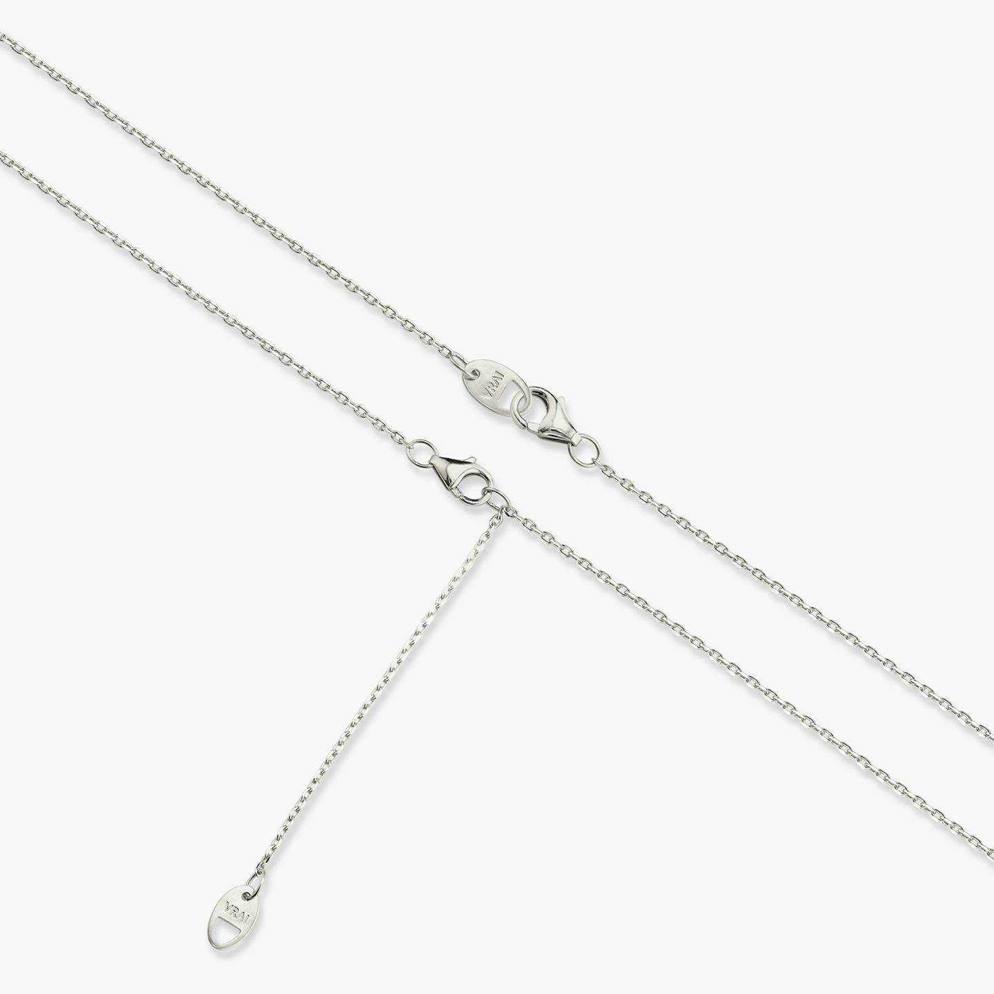 Duo Drop Necklace | Round Brilliant and Pear | 14k | 18k White Gold | Chain length: 16-18