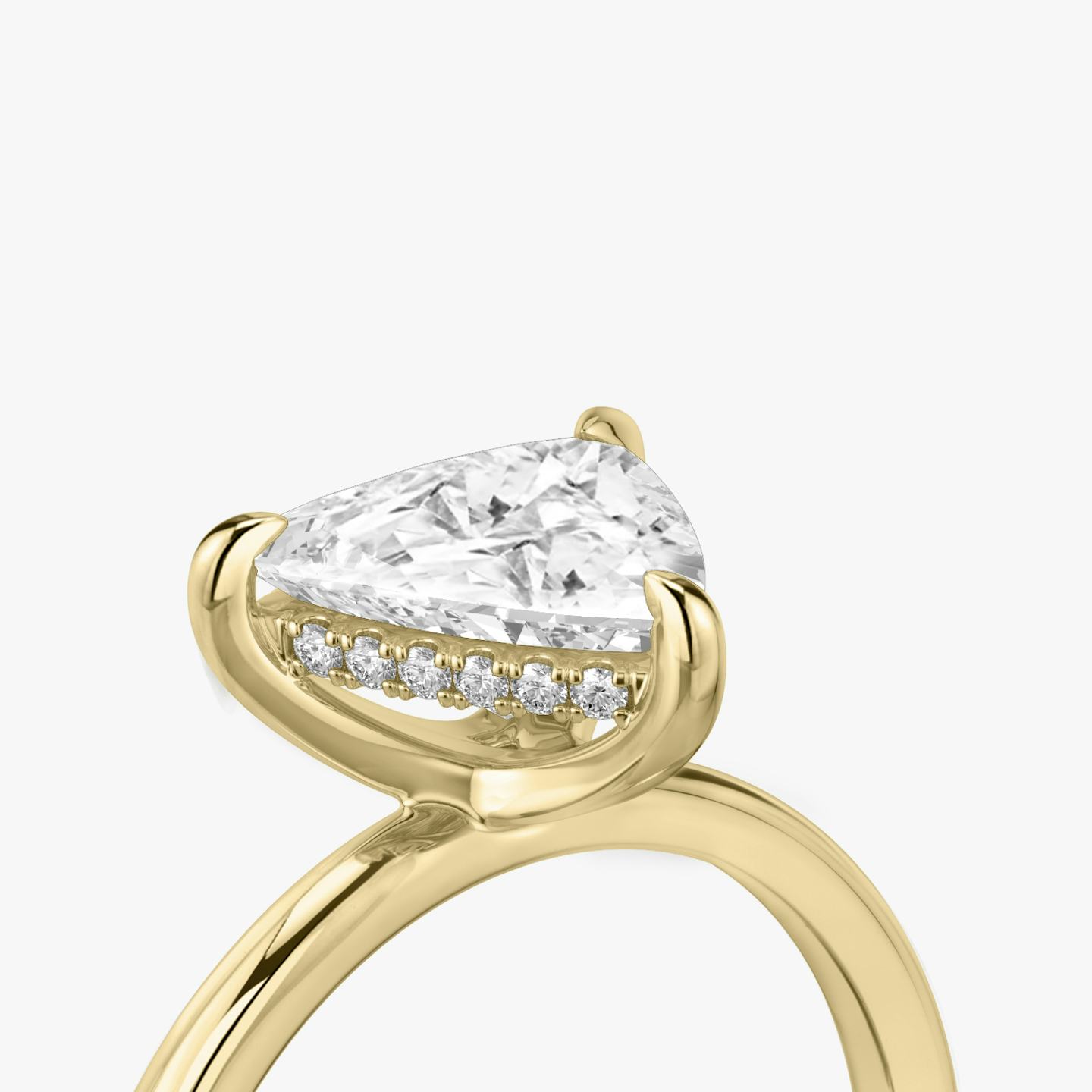 The Classic Hidden Halo | Trillion | 18k | 18k Yellow Gold | Band: Plain | Prong style: Plain | Diamond orientation: vertical | Carat weight: See full inventory