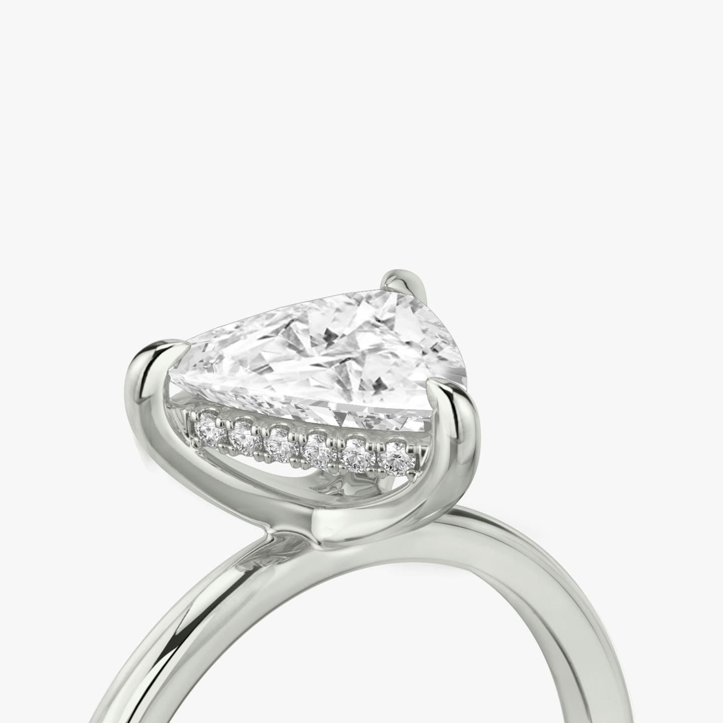 The Classic Hidden Halo | Trillion | 18k | 18k White Gold | Band: Plain | Prong style: Plain | Diamond orientation: vertical | Carat weight: See full inventory