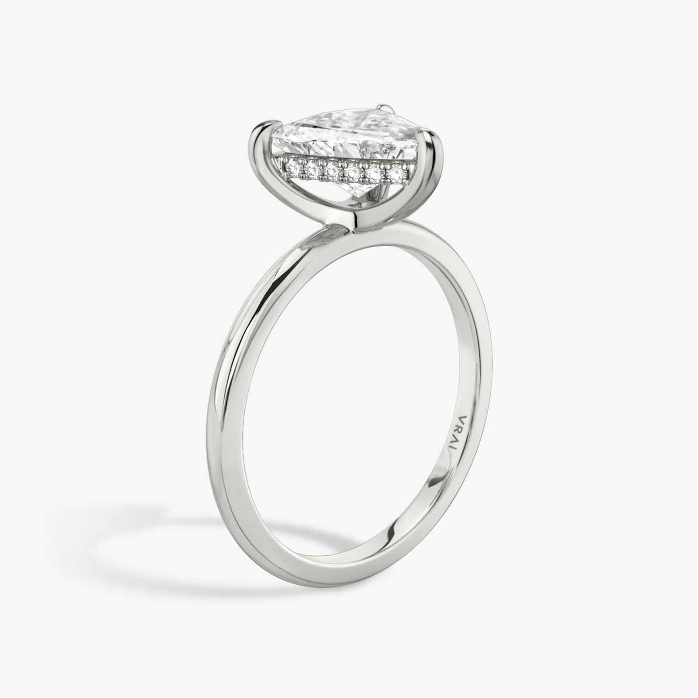 The Classic Hidden Halo | Trillion | 18k | 18k White Gold | Band: Plain | Prong style: Plain | Diamond orientation: vertical | Carat weight: See full inventory