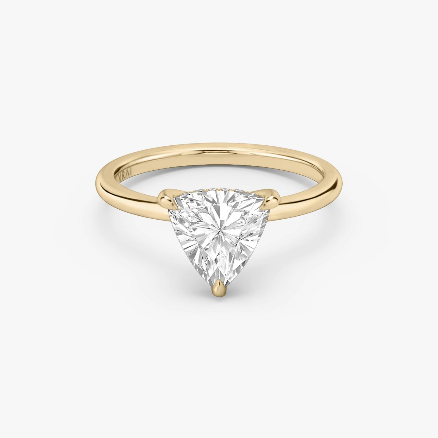 The Classic Hidden Halo | Trillion | 14k | 14k Rose Gold | Band: Plain | Prong style: Plain | Diamond orientation: vertical | Carat weight: See full inventory
