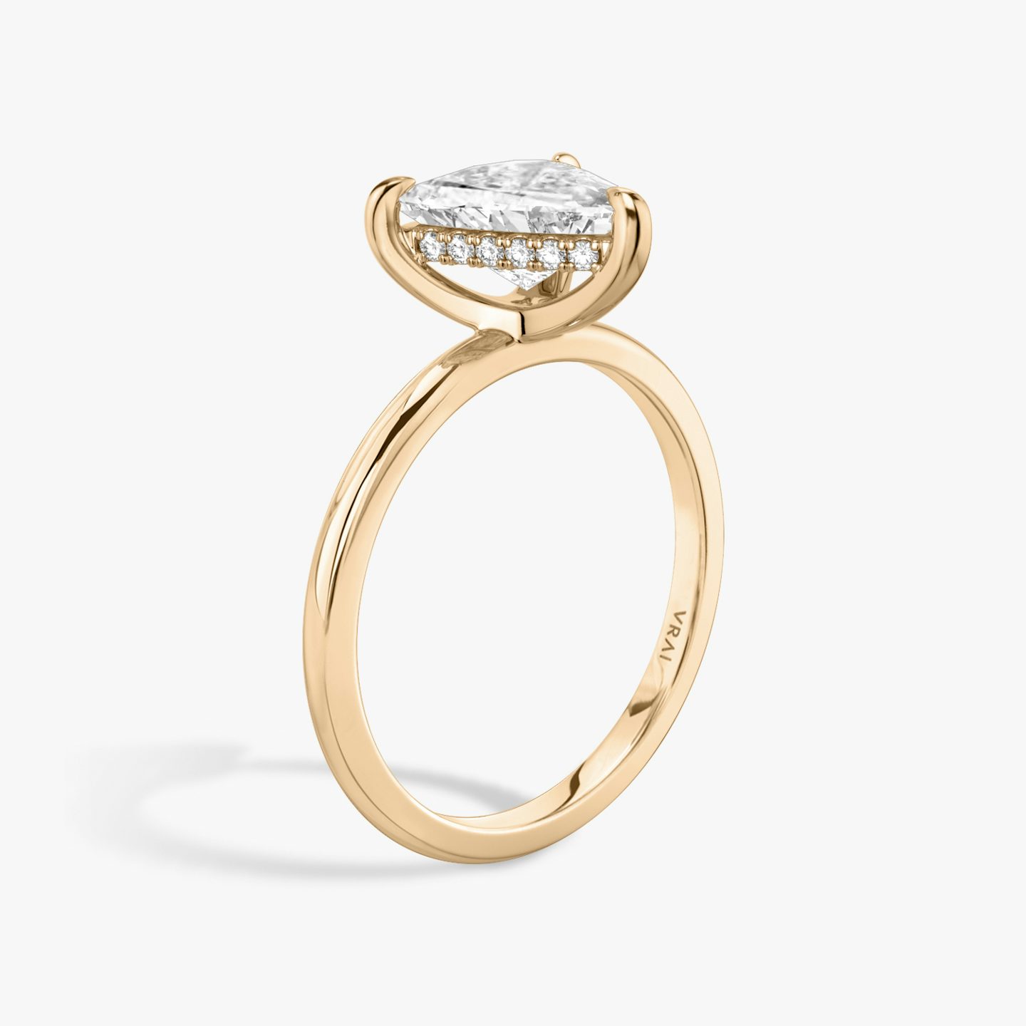 The Classic Hidden Halo | Trillion | 14k | 14k Rose Gold | Band: Plain | Prong style: Plain | Diamond orientation: vertical | Carat weight: See full inventory