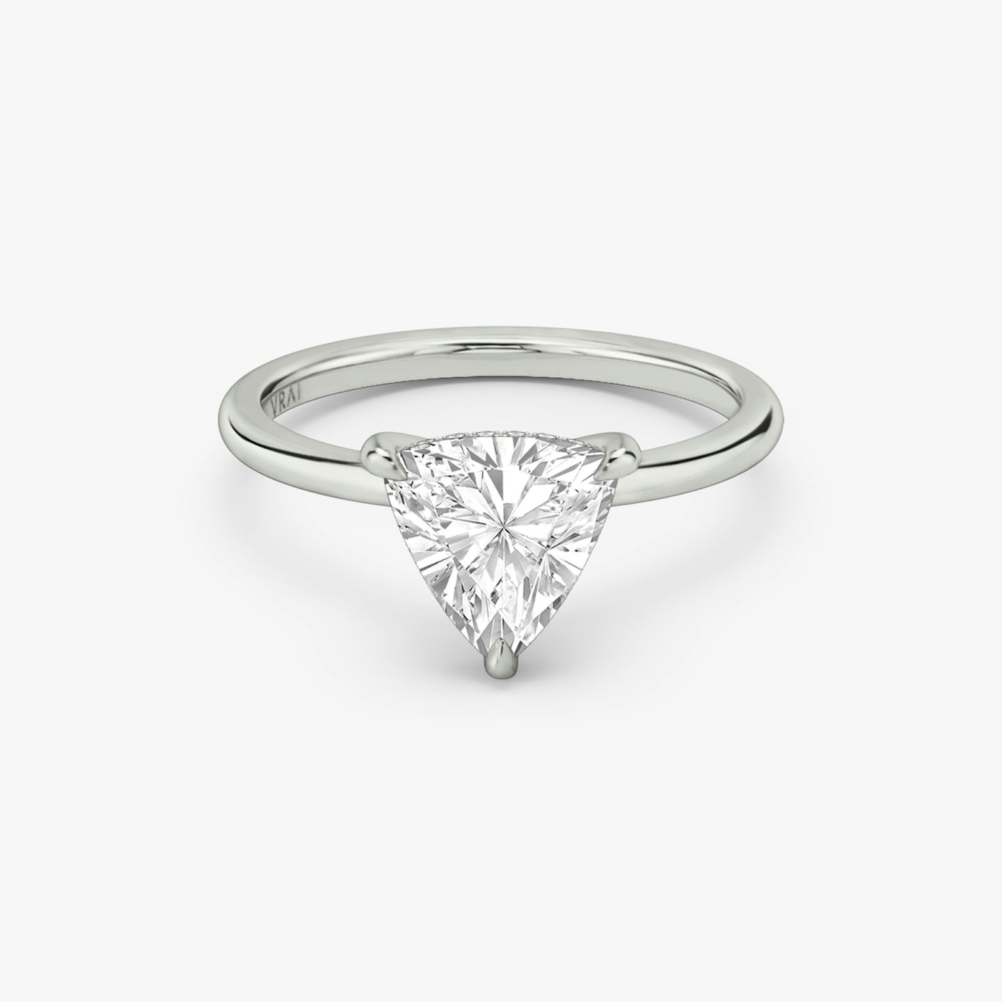 The Classic Hidden Halo | Trillion | Platinum | Band: Plain | Prong style: Plain | Diamond orientation: vertical | Carat weight: See full inventory