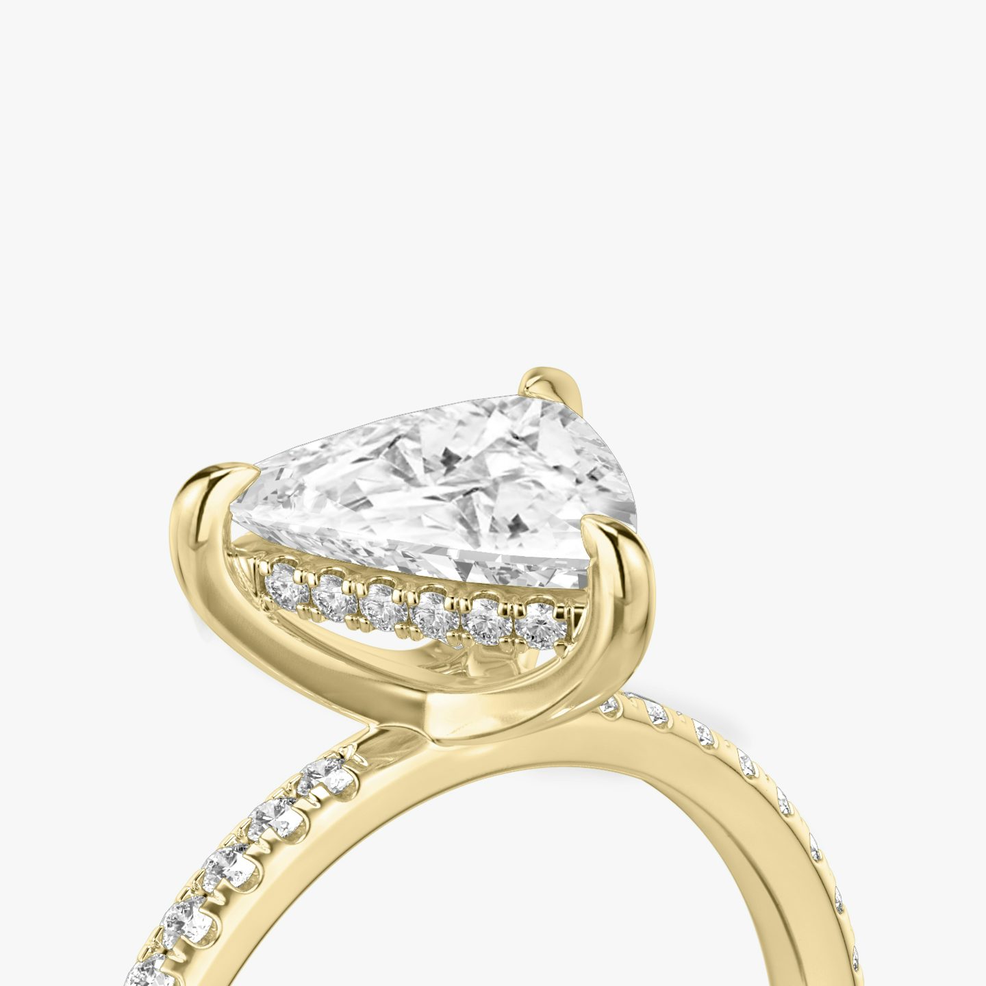 The Classic Hidden Halo | Trillion | 18k | 18k Yellow Gold | Band: Pavé | Prong style: Plain | Diamond orientation: vertical | Carat weight: See full inventory