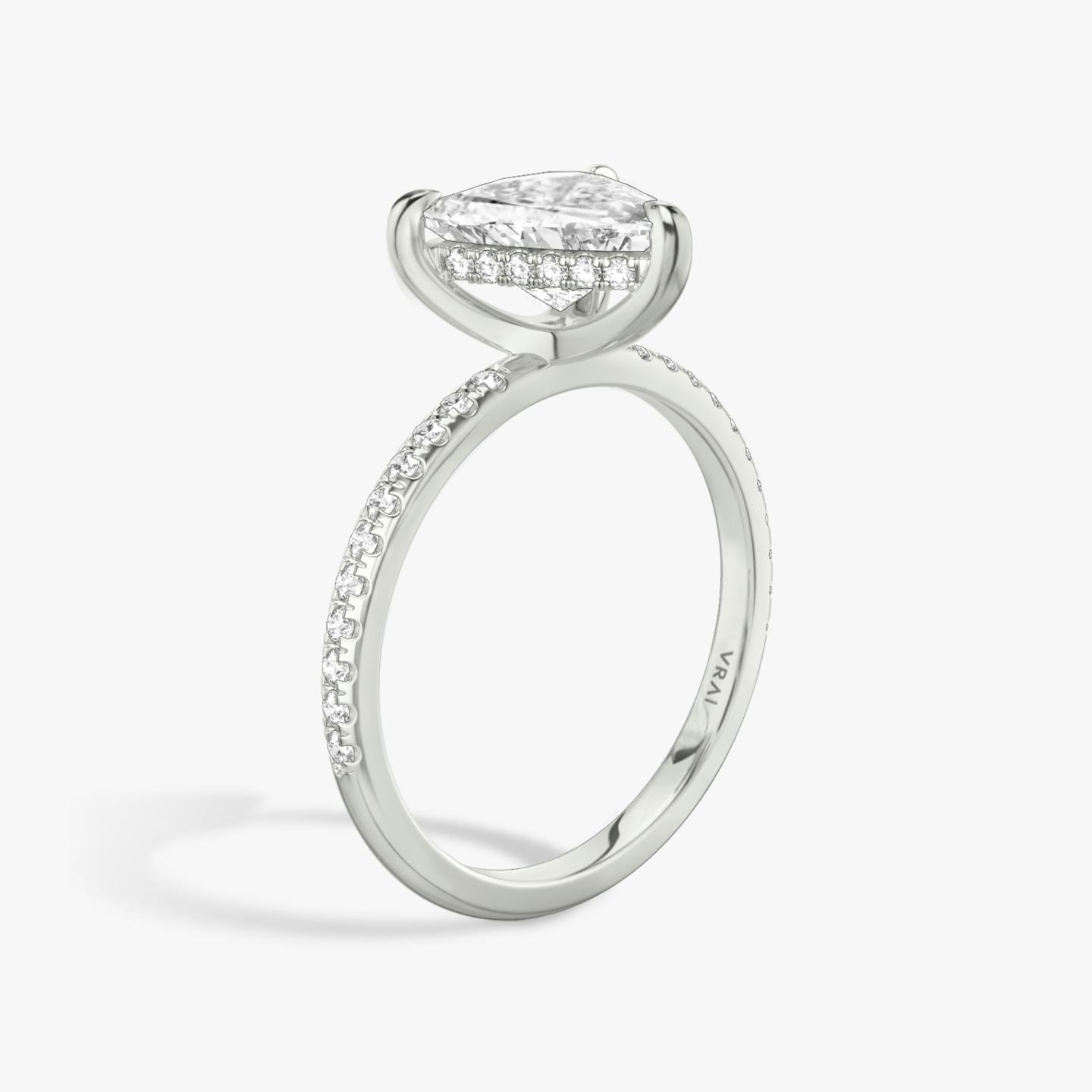 The Classic Hidden Halo | Trillion | Platinum | Band: Pavé | Prong style: Plain | Diamond orientation: vertical | Carat weight: See full inventory