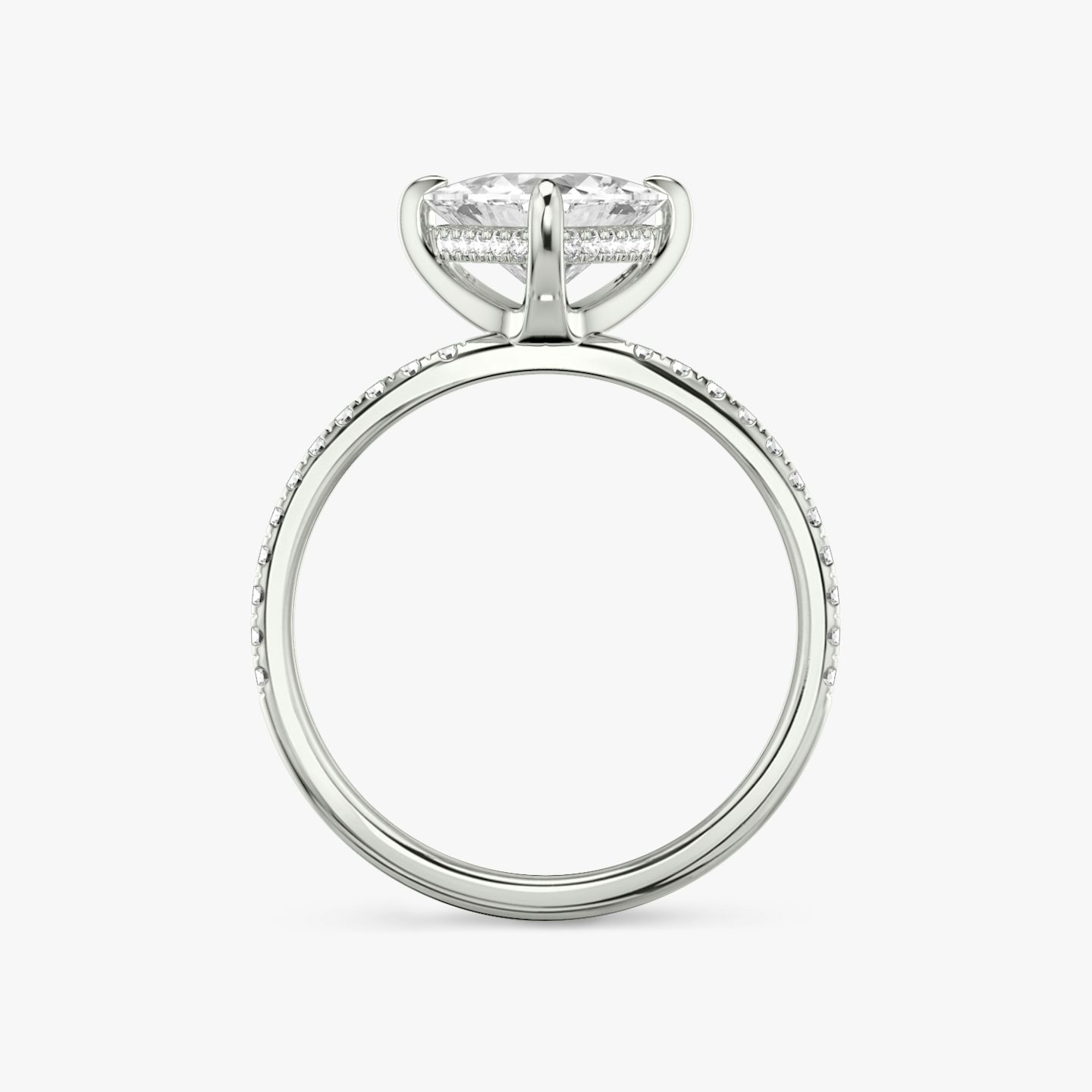 The Classic Hidden Halo | Trillion | 18k | 18k White Gold | Band: Pavé | Prong style: Plain | Diamond orientation: vertical | Carat weight: See full inventory
