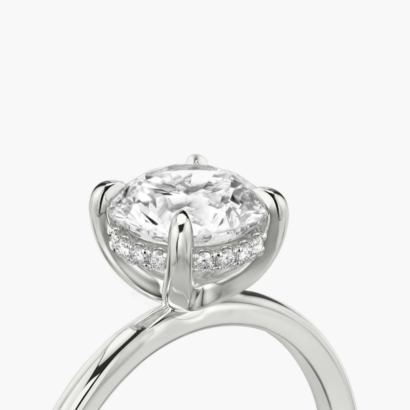 The Classic Hidden Halo | Round Brilliant | 18k | 18k White Gold | Band: Plain | Carat weight: See full inventory | Prong style: Plain | Diamond orientation: vertical