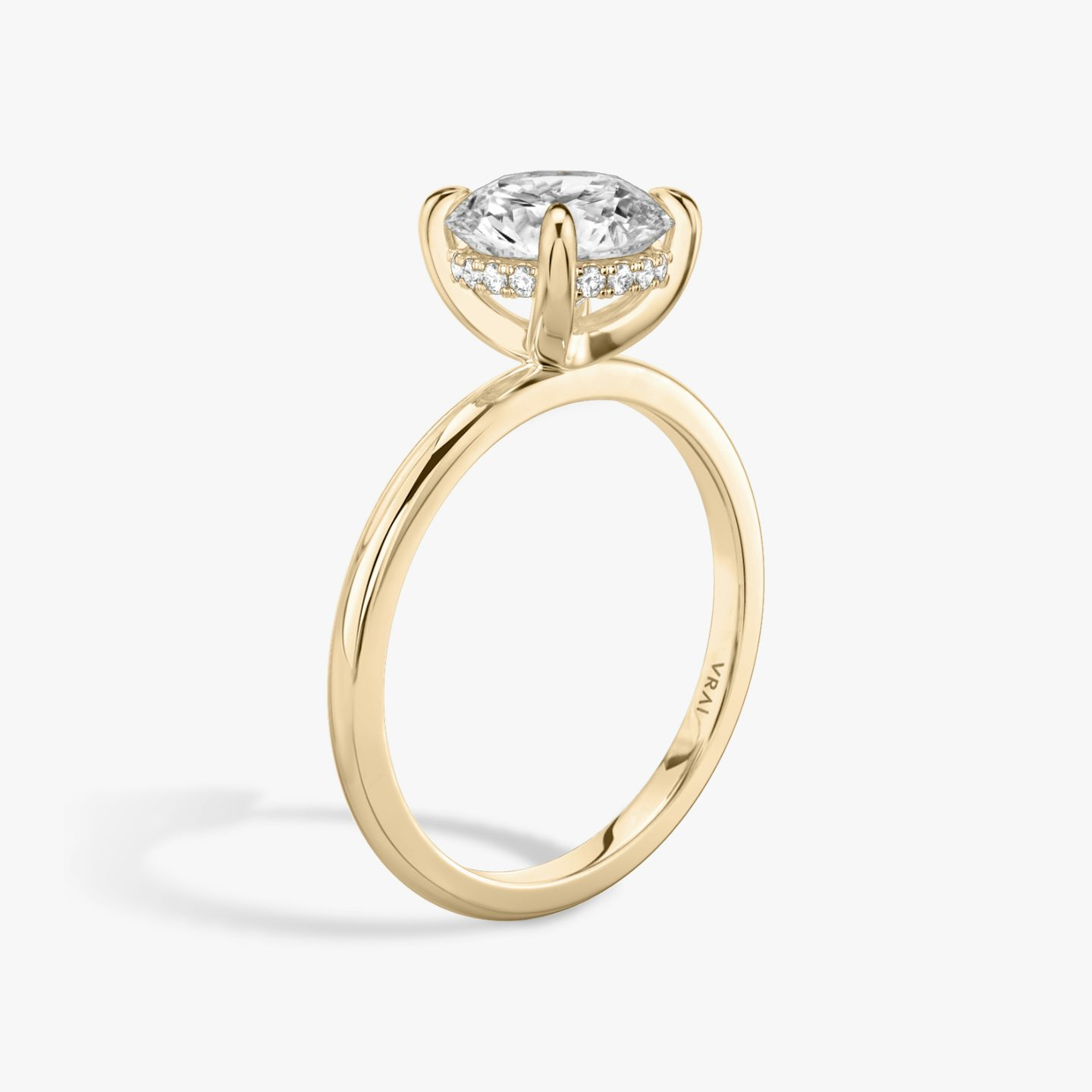 The Classic Hidden Halo | Round Brilliant | 14k | 14k Rose Gold | Band: Plain | Carat weight: See full inventory | Prong style: Plain | Diamond orientation: vertical