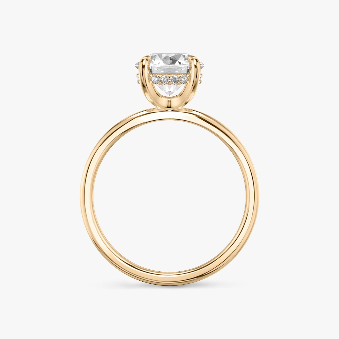 The Classic Hidden Halo | Round Brilliant | 14k | 14k Rose Gold | Band: Plain | Carat weight: See full inventory | Prong style: Plain | Diamond orientation: vertical