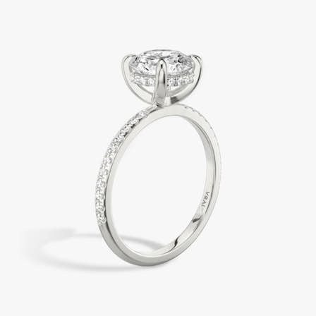 classic hidden halo round brilliant engagement ring in white gold