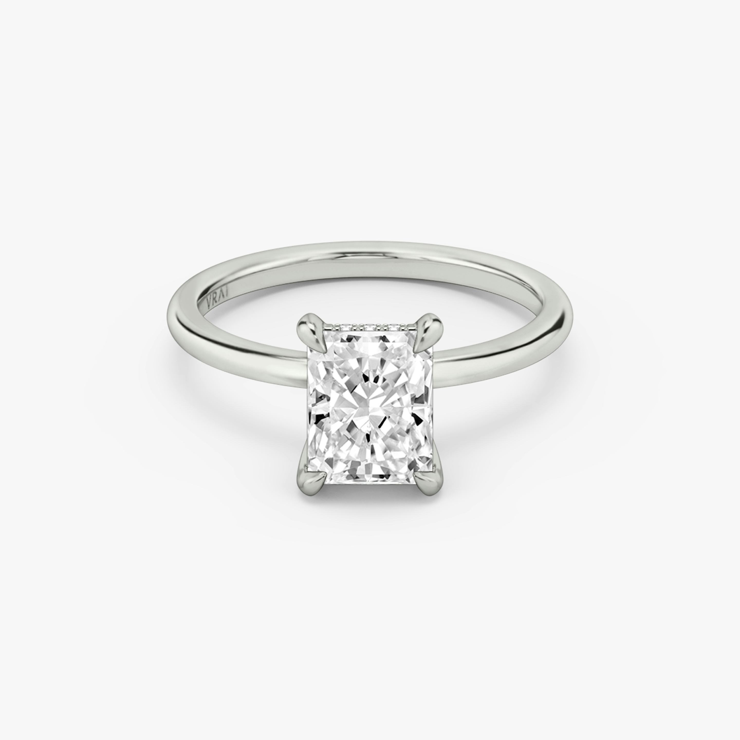 The Classic Hidden Halo | Radiant | 18k | 18k White Gold | Band: Plain | Prong style: Plain | Diamond orientation: vertical | Carat weight: See full inventory