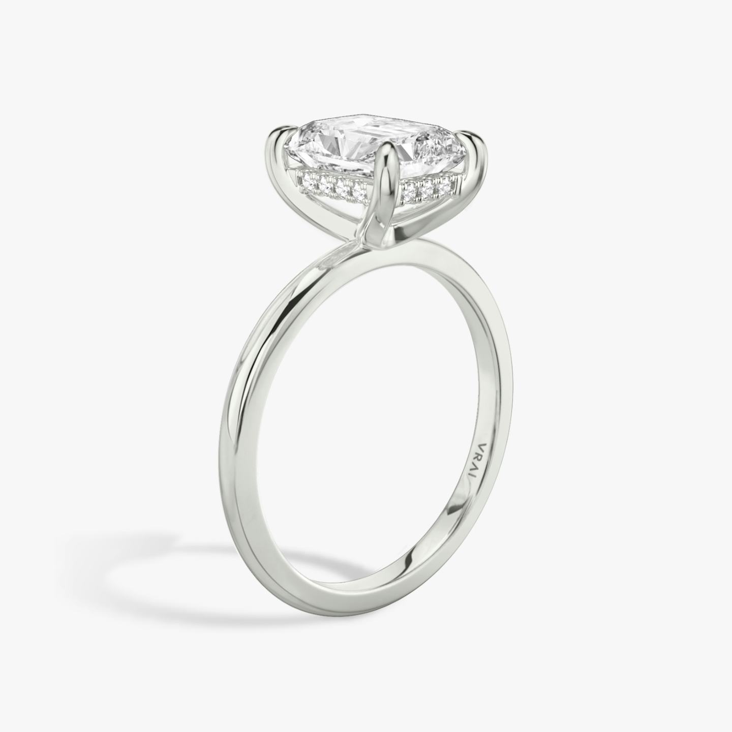 The Classic Hidden Halo | Radiant | 18k | 18k White Gold | Band: Plain | Prong style: Plain | Diamond orientation: vertical | Carat weight: See full inventory