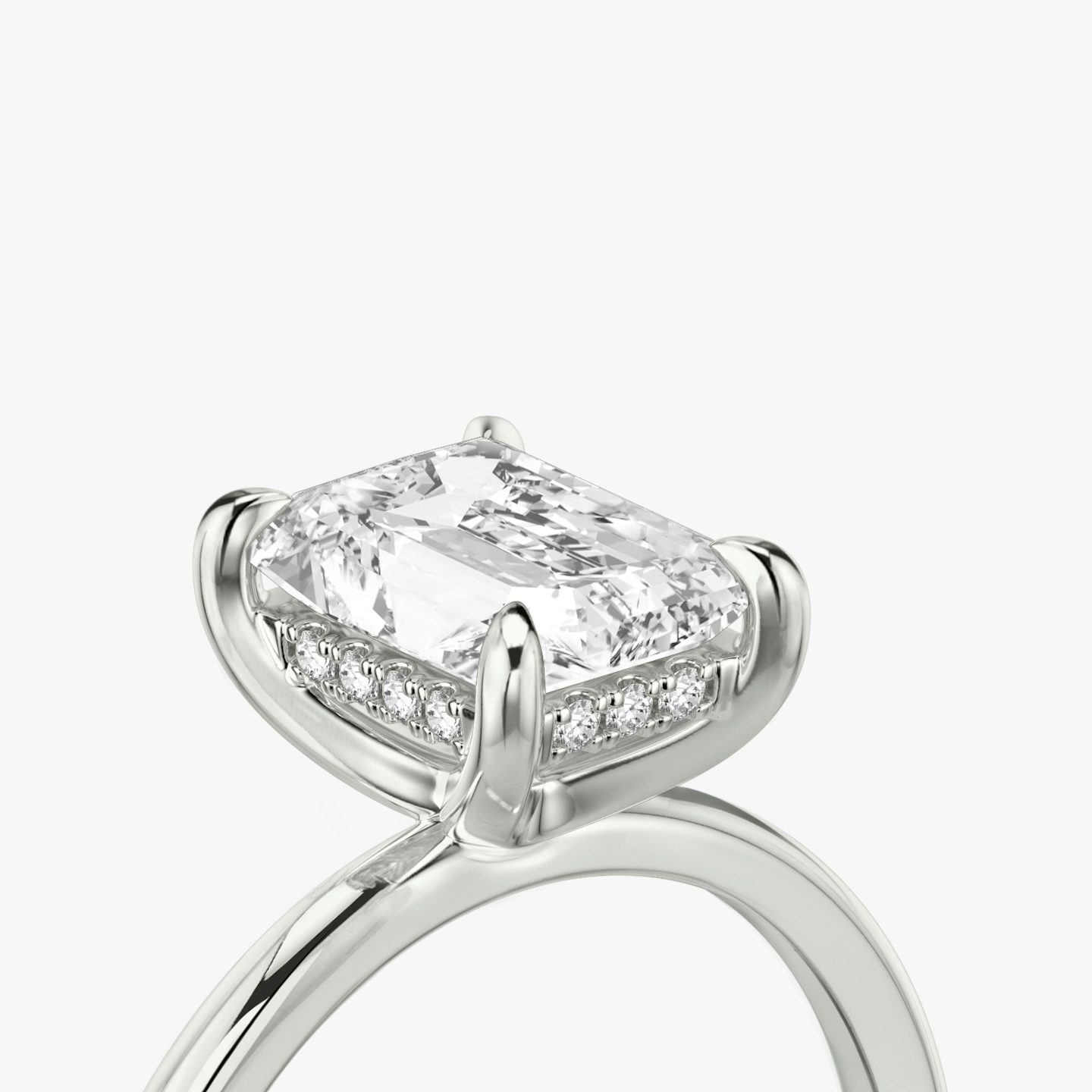 The Classic Hidden Halo | Radiant | Platinum | Band: Plain | Prong style: Plain | Diamond orientation: vertical | Carat weight: See full inventory