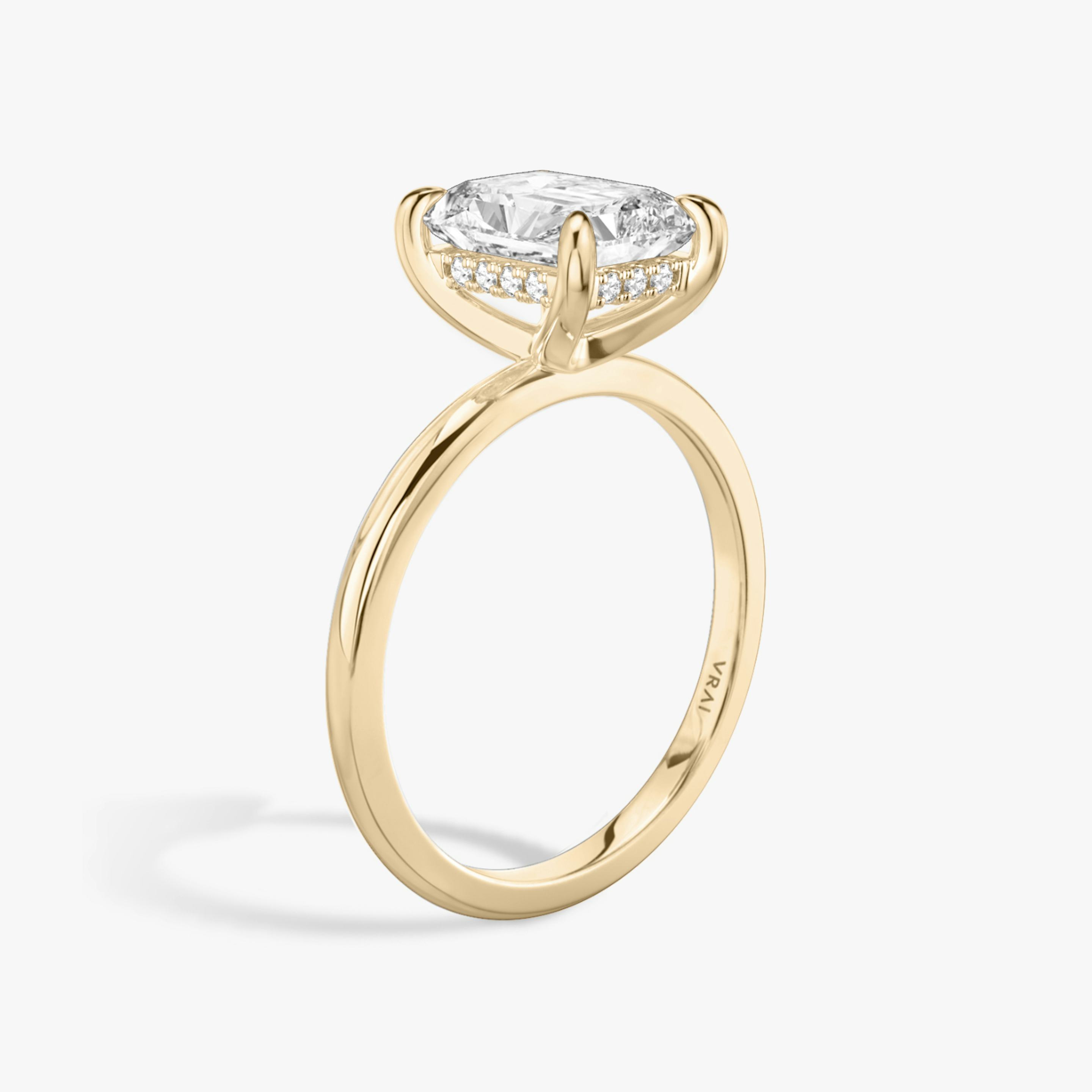 The Classic Hidden Halo | Radiant | 14k | 14k Rose Gold | Band: Plain | Prong style: Plain | Diamond orientation: vertical | Carat weight: See full inventory