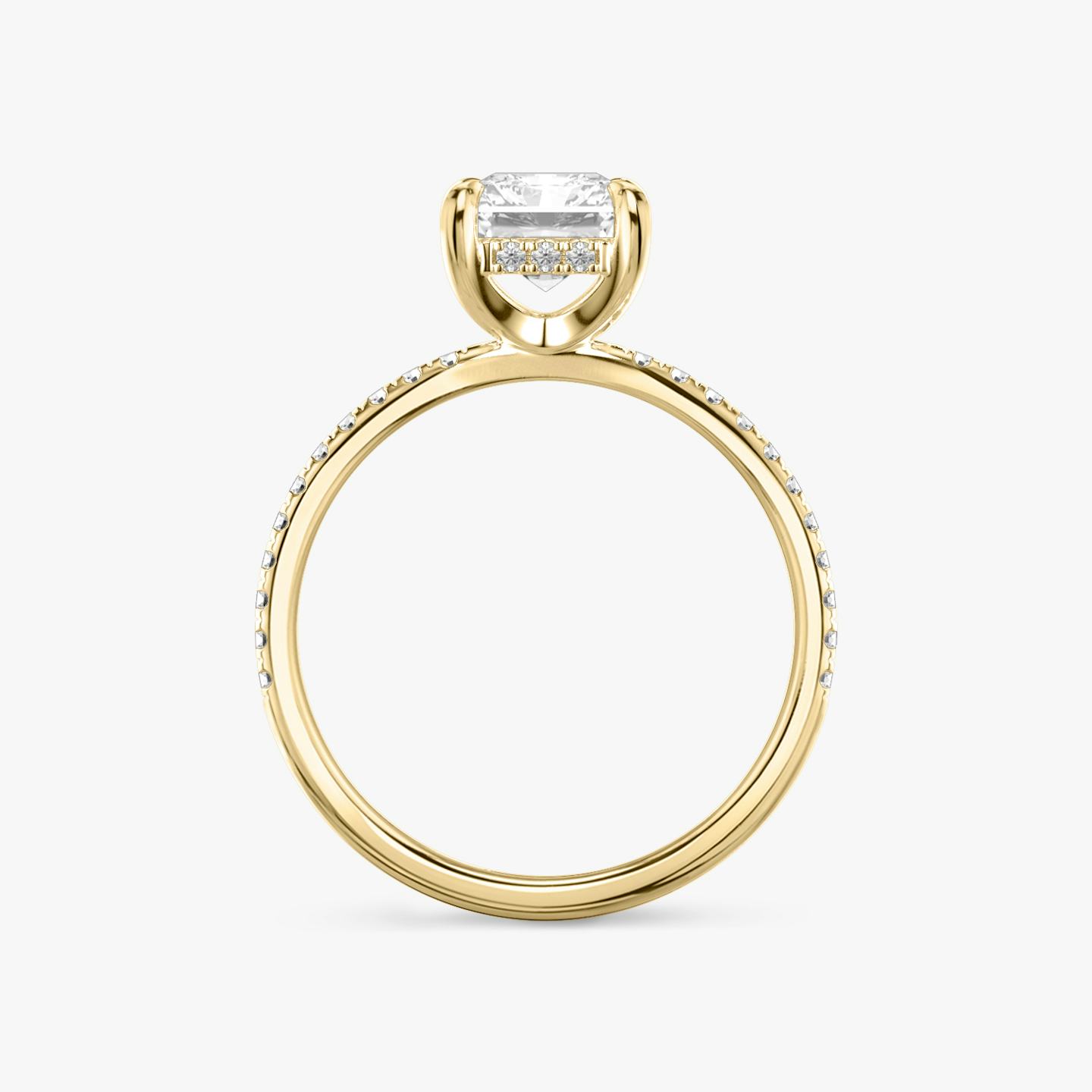 The Classic Hidden Halo | Radiant | 18k | 18k Yellow Gold | Band: Pavé | Prong style: Plain | Diamond orientation: vertical | Carat weight: See full inventory
