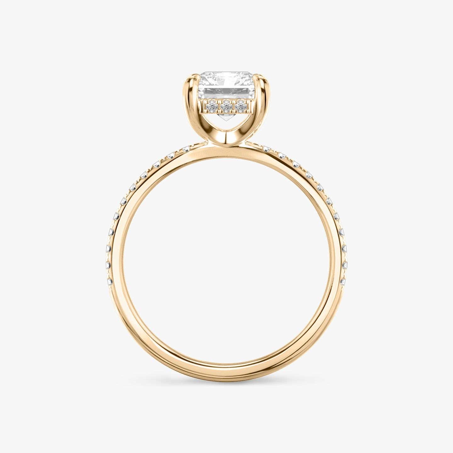 The Classic Hidden Halo | Radiant | 14k | 14k Rose Gold | Band: Pavé | Prong style: Plain | Diamond orientation: vertical | Carat weight: See full inventory