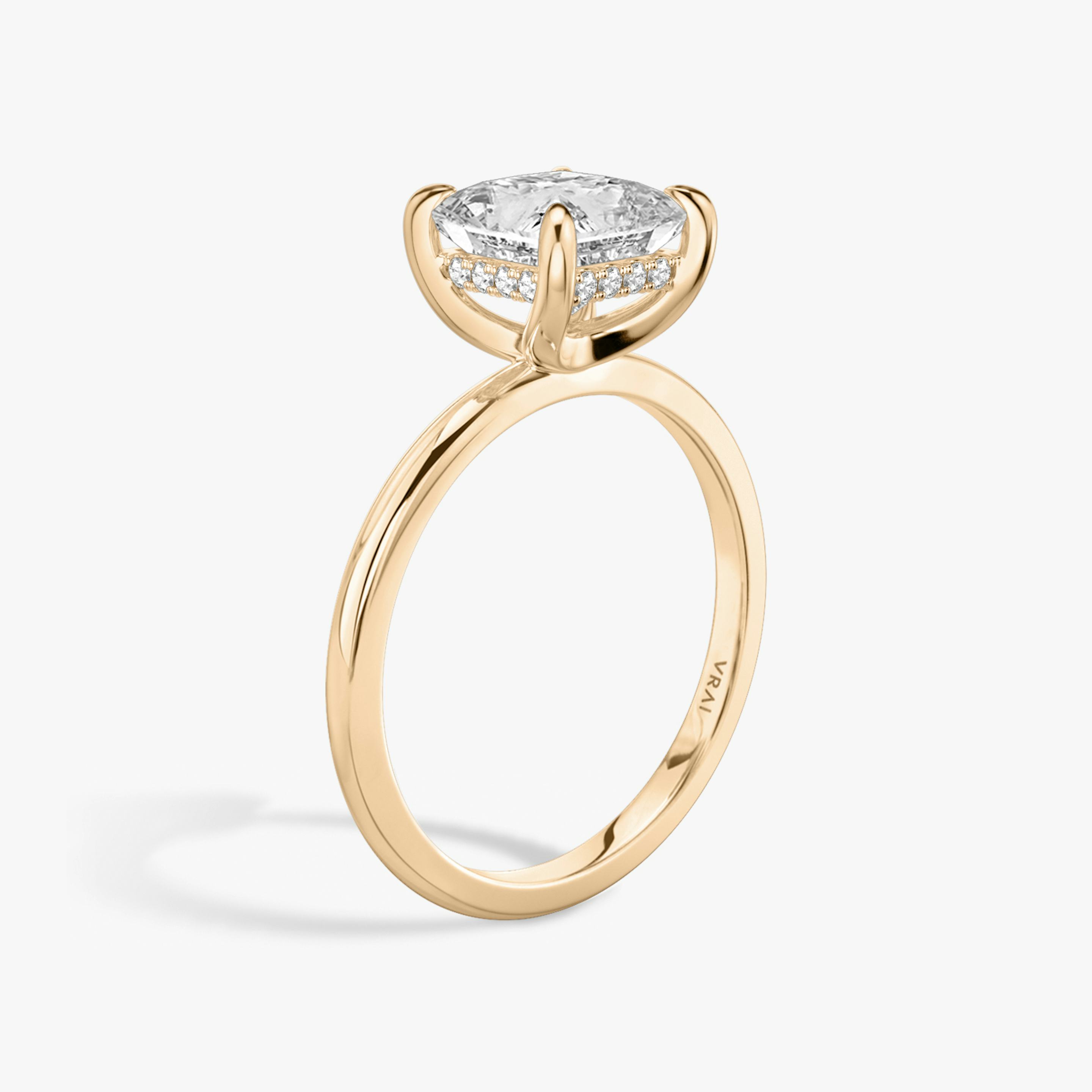 The Classic Hidden Halo | Princess | 14k | 14k Rose Gold | Band: Plain | Prong style: Plain | Diamond orientation: vertical | Carat weight: See full inventory