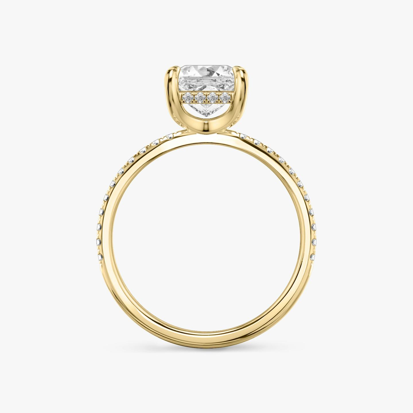 The Classic Hidden Halo | Princess | 18k | 18k Yellow Gold | Band: Pavé | Prong style: Plain | Diamond orientation: vertical | Carat weight: See full inventory