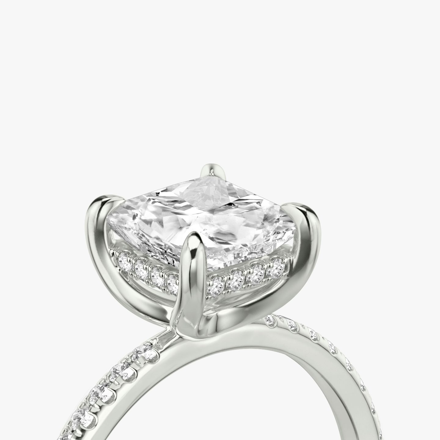 The Classic Hidden Halo | Princess | Platinum | Band: Pavé | Prong style: Plain | Diamond orientation: vertical | Carat weight: See full inventory