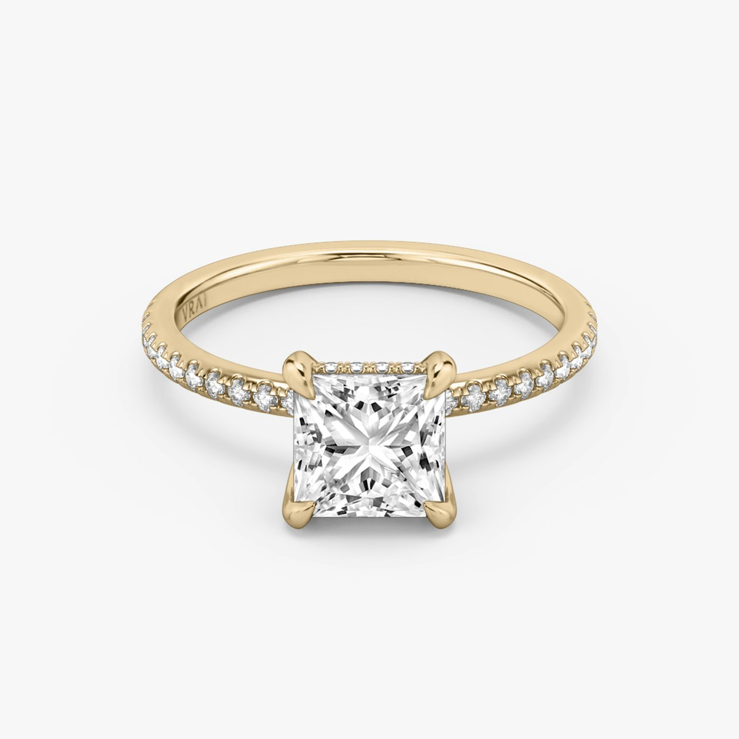 The Classic Hidden Halo | Princess | 14k | 14k Rose Gold | Band: Pavé | Prong style: Plain | Diamond orientation: vertical | Carat weight: See full inventory