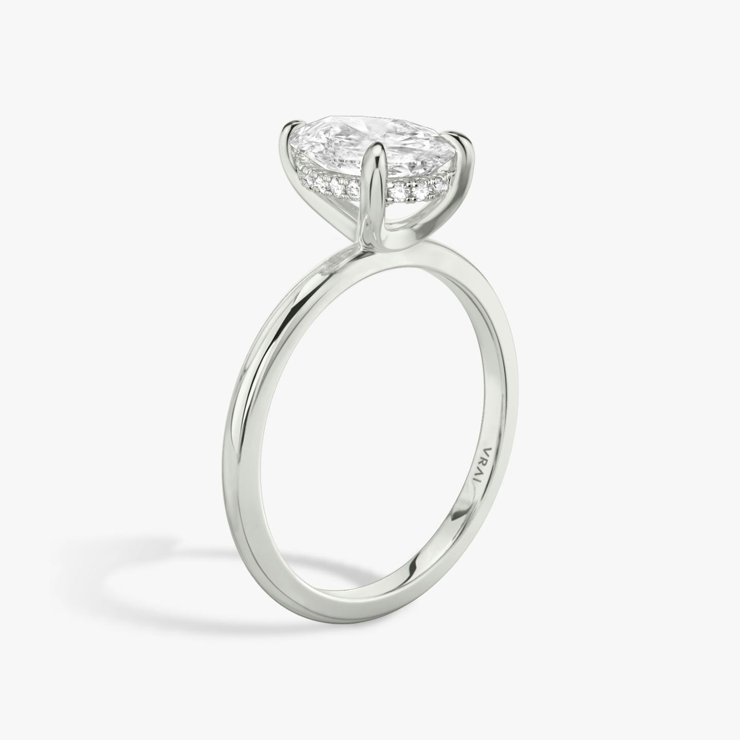 The Classic Hidden Halo | Pear | Platinum | Band: Plain | Prong style: Plain | Diamond orientation: vertical | Carat weight: See full inventory