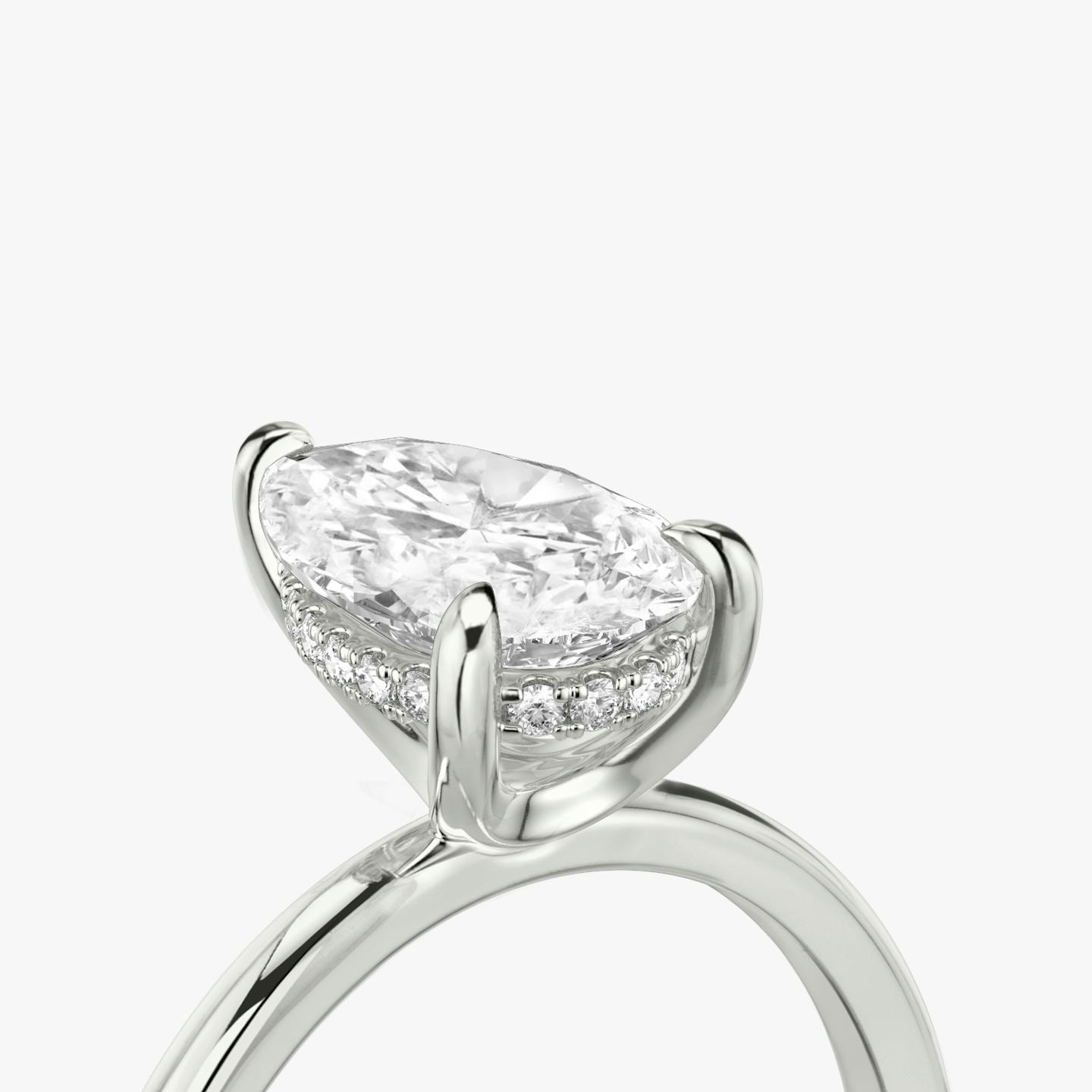 The Classic Hidden Halo | Pear | Platinum | Band: Plain | Prong style: Plain | Diamond orientation: vertical | Carat weight: See full inventory