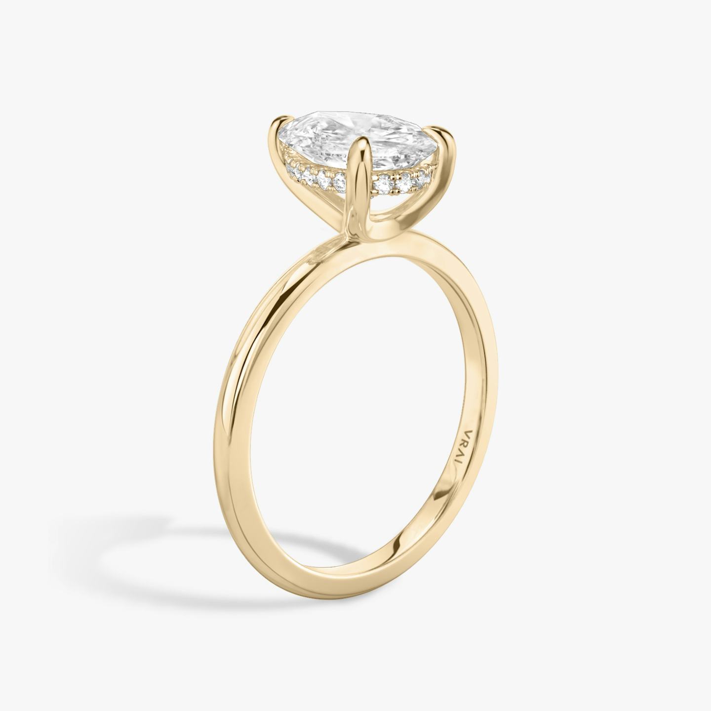 The Classic Hidden Halo | Pear | 14k | 14k Rose Gold | Band: Plain | Prong style: Plain | Diamond orientation: vertical | Carat weight: See full inventory