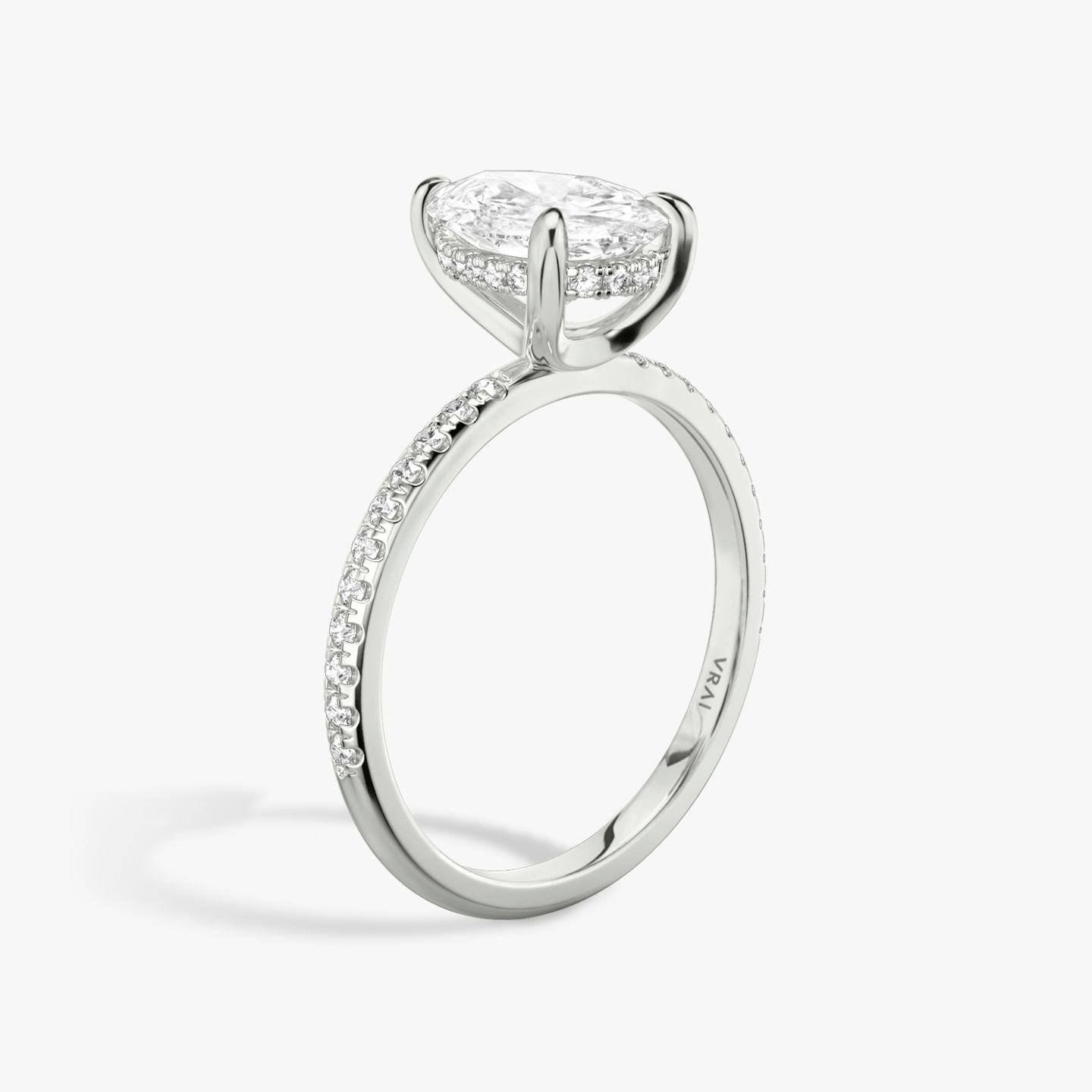 The Classic Hidden Halo | Pear | 18k | 18k White Gold | Band: Pavé | Prong style: Plain | Diamond orientation: vertical | Carat weight: See full inventory
