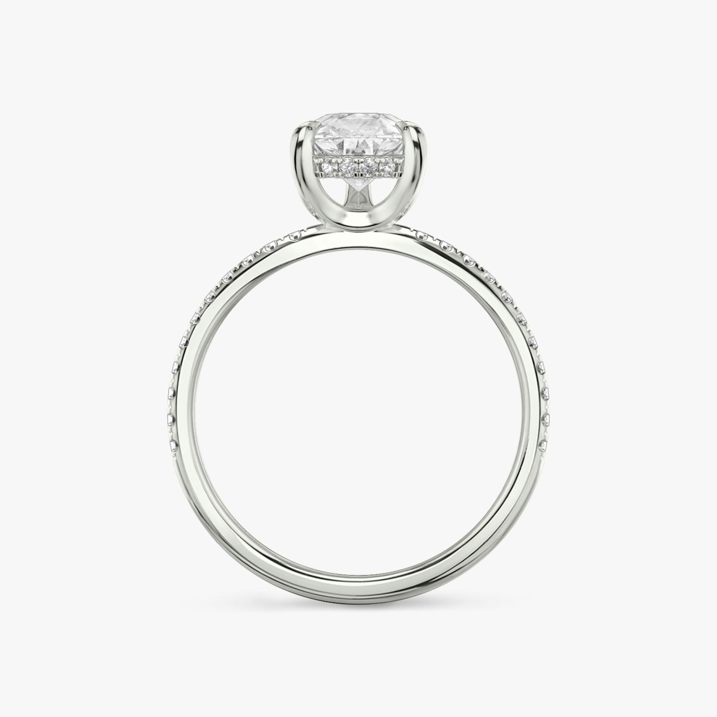 The Classic Hidden Halo | Pear | Platinum | Band: Pavé | Prong style: Plain | Diamond orientation: vertical | Carat weight: See full inventory