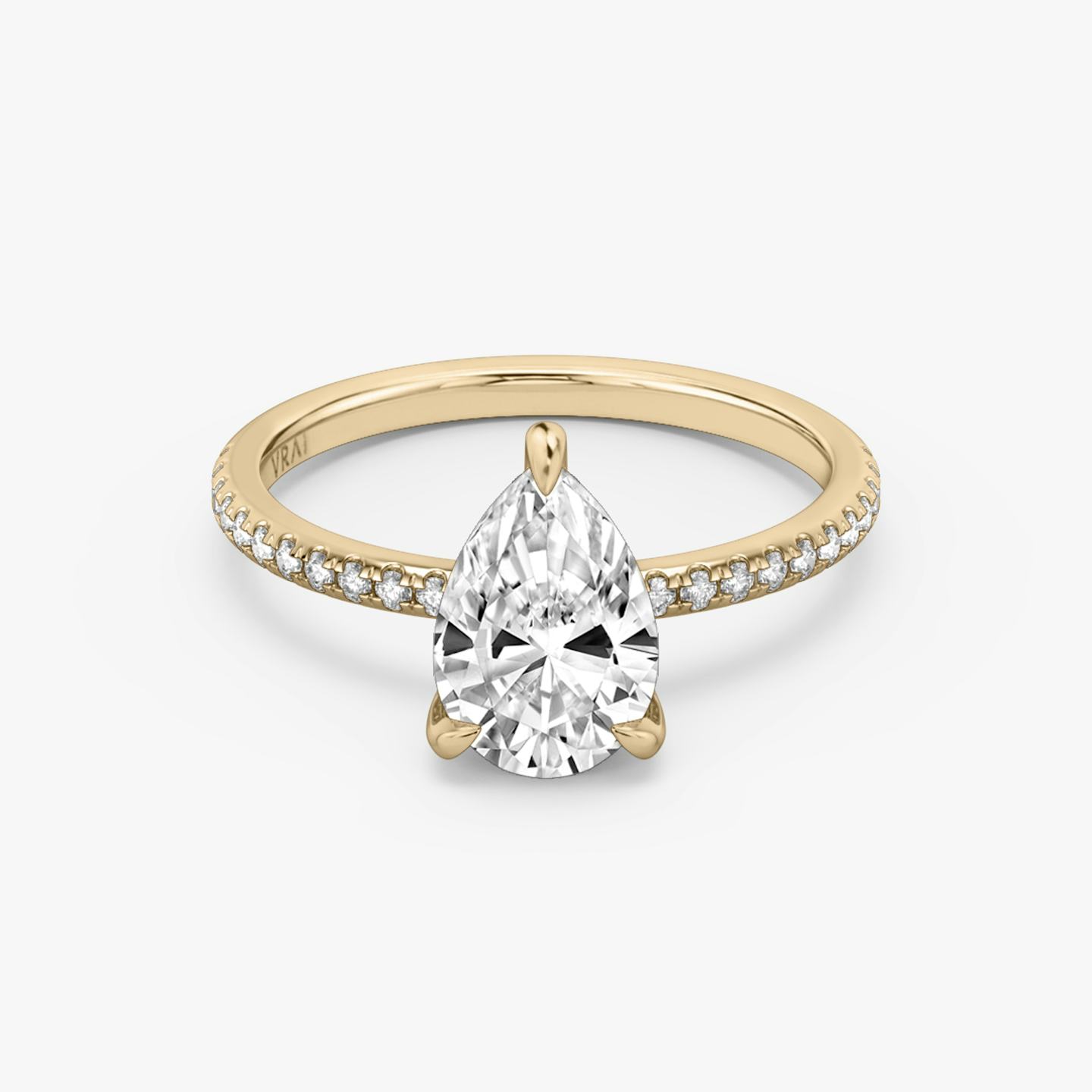The Classic Hidden Halo | Pear | 14k | 14k Rose Gold | Band: Pavé | Prong style: Plain | Diamond orientation: vertical | Carat weight: See full inventory