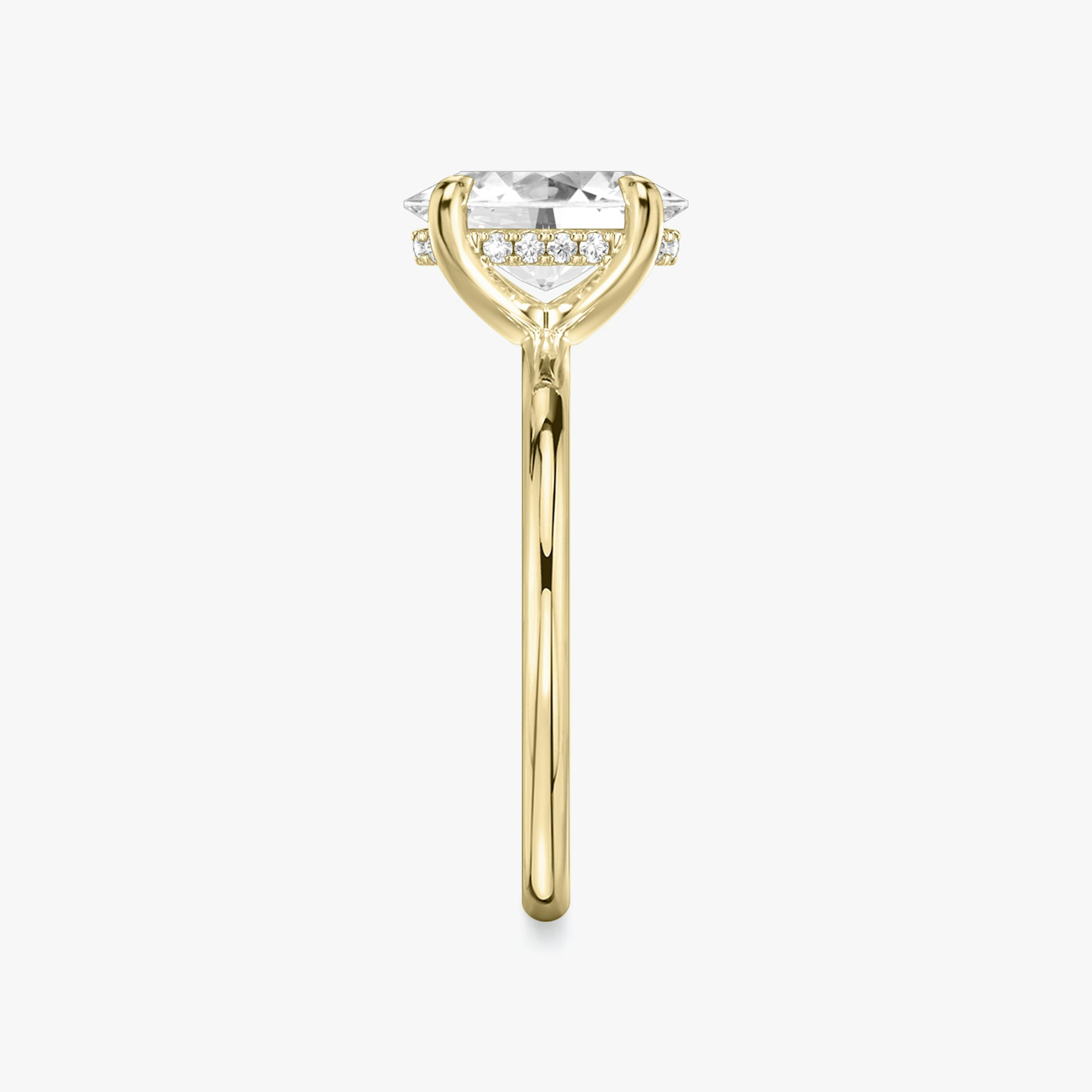 The Classic Hidden Halo | Oval | 18k | 18k Yellow Gold | Band: Plain | Prong style: Plain | Diamond orientation: vertical | Carat weight: See full inventory