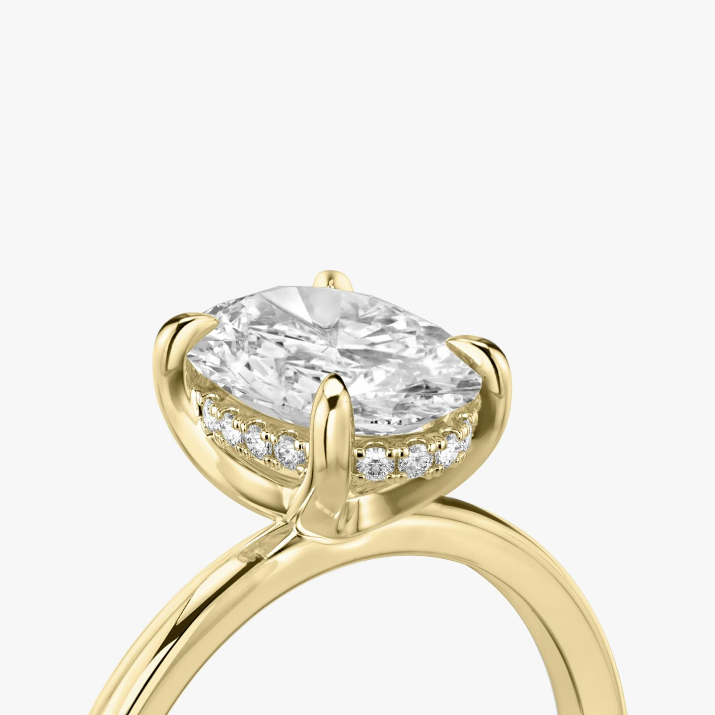 The Classic Hidden Halo | Oval | 18k | 18k Yellow Gold | Band: Plain | Prong style: Plain | Diamond orientation: vertical | Carat weight: See full inventory