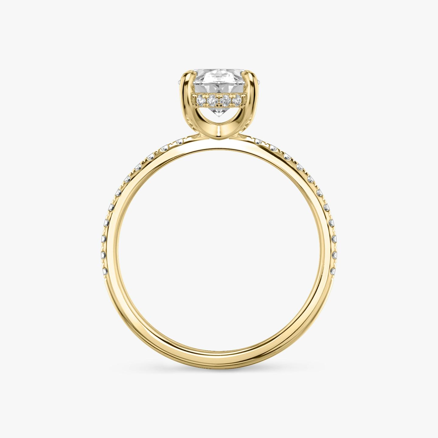 The Classic Hidden Halo | Oval | 18k | 18k Yellow Gold | Band: Pavé | Prong style: Plain | Diamond orientation: vertical | Carat weight: See full inventory