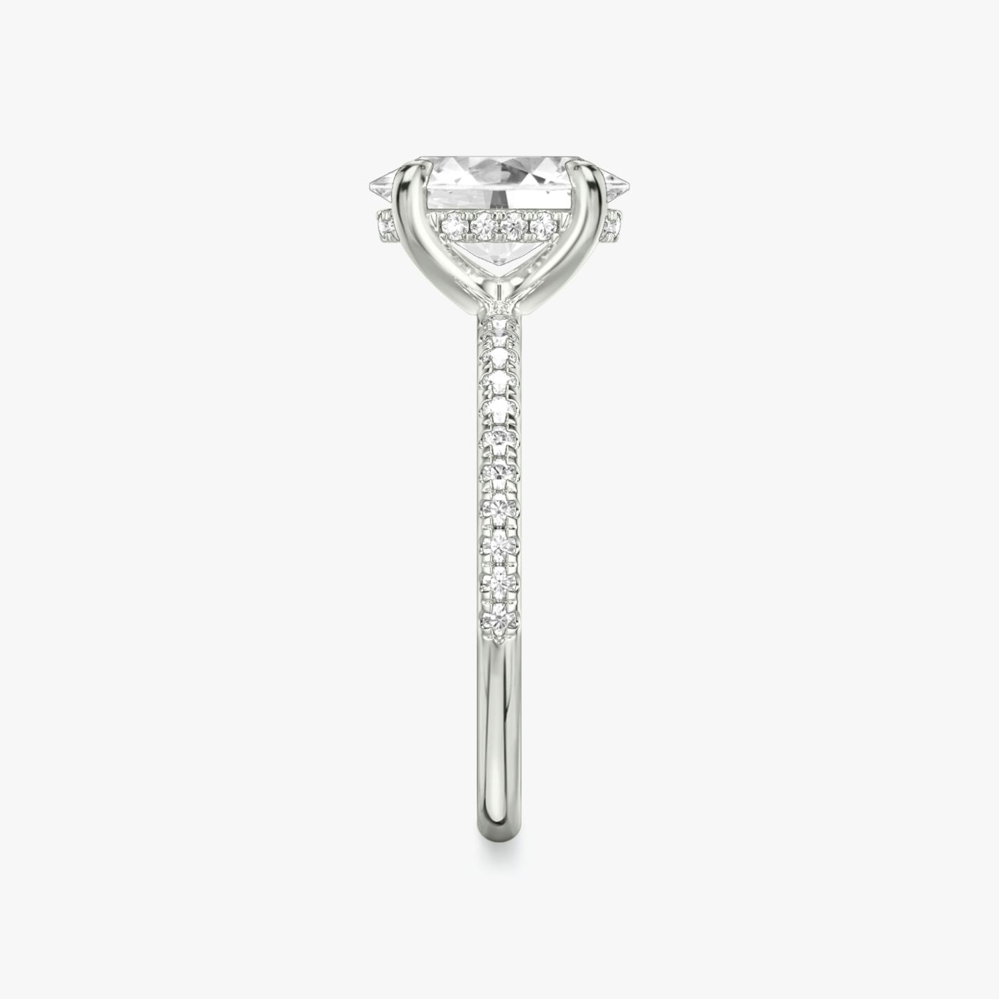 The Classic Hidden Halo | Oval | 18k | 18k White Gold | Band: Pavé | Prong style: Plain | Diamond orientation: vertical | Carat weight: See full inventory
