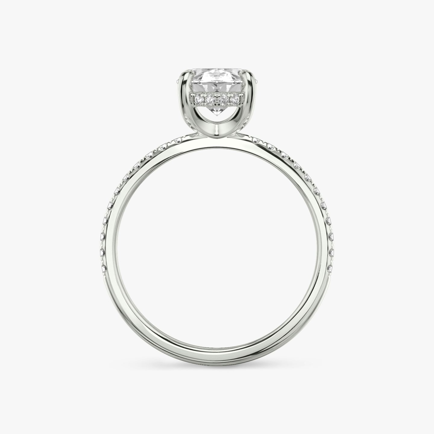 The Classic Hidden Halo | oval | 18k | white-gold | bandAccent: pave | prongStyle: plain | diamondOrientation: vertical | caratWeight: other