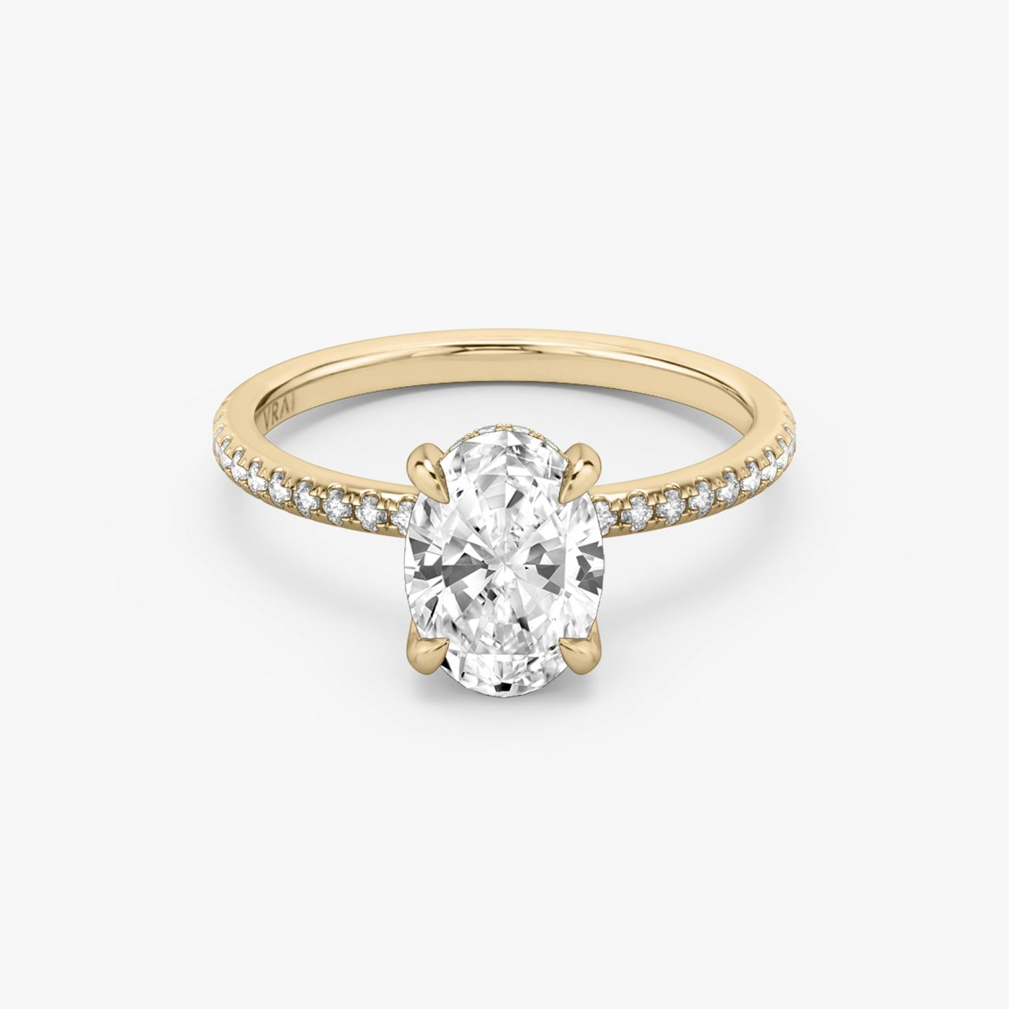 The Classic Hidden Halo | Oval | 14k | 14k Rose Gold | Band: Pavé | Prong style: Plain | Diamond orientation: vertical | Carat weight: See full inventory