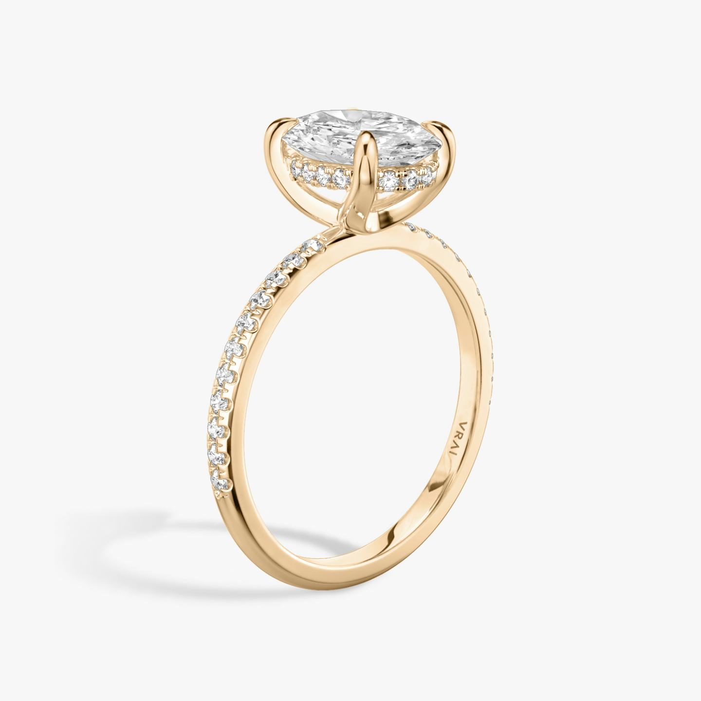 The Classic Hidden Halo | Oval | 14k | 14k Rose Gold | Band: Pavé | Prong style: Plain | Diamond orientation: vertical | Carat weight: See full inventory