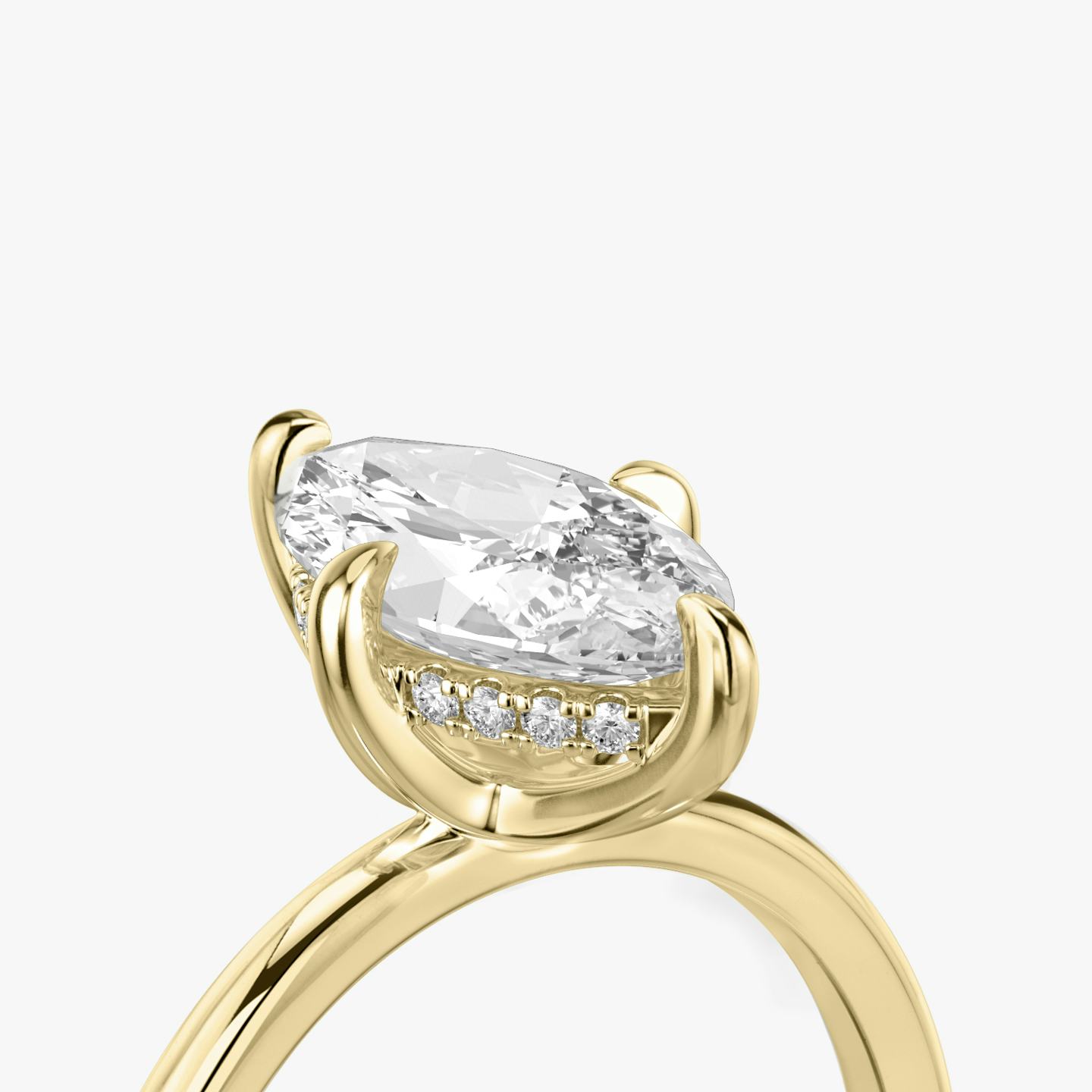 The Classic Hidden Halo | Pavé Marquise | 18k | 18k Yellow Gold | Band: Plain | Prong style: Plain | Diamond orientation: vertical | Carat weight: See full inventory