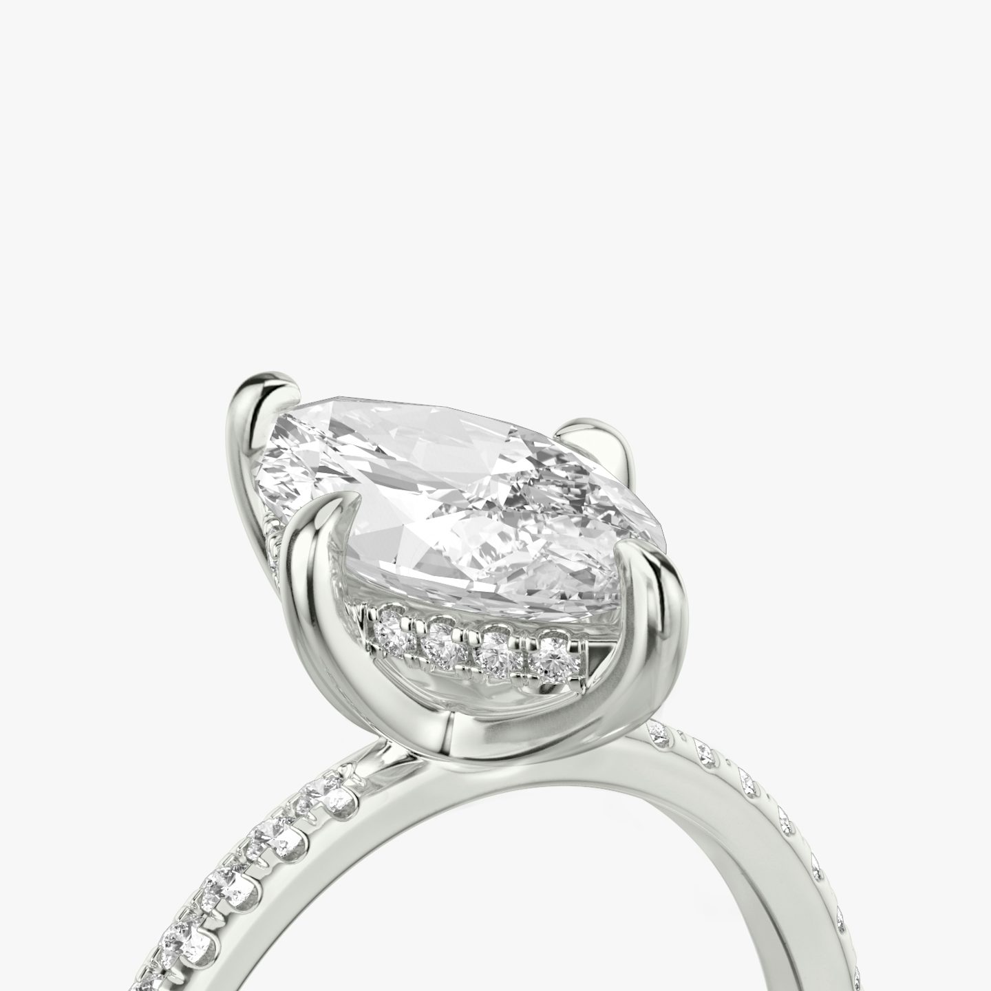 The Classic Hidden Halo | Pavé Marquise | 18k | 18k White Gold | Band: Pavé | Prong style: Plain | Diamond orientation: vertical | Carat weight: See full inventory