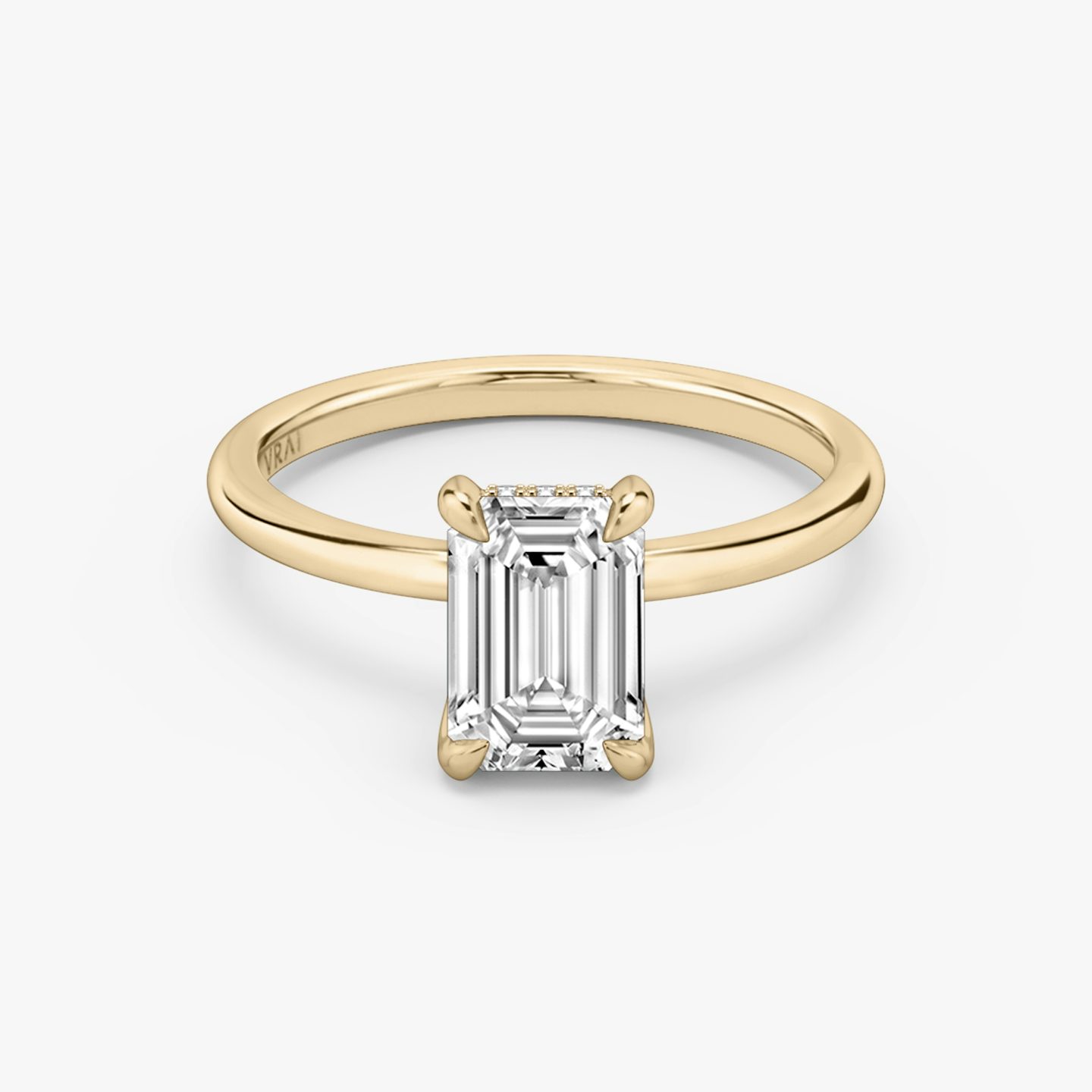 The Classic Hidden Halo | Emerald | 14k | 14k Rose Gold | Band: Plain | Prong style: Plain | Diamond orientation: vertical | Carat weight: See full inventory