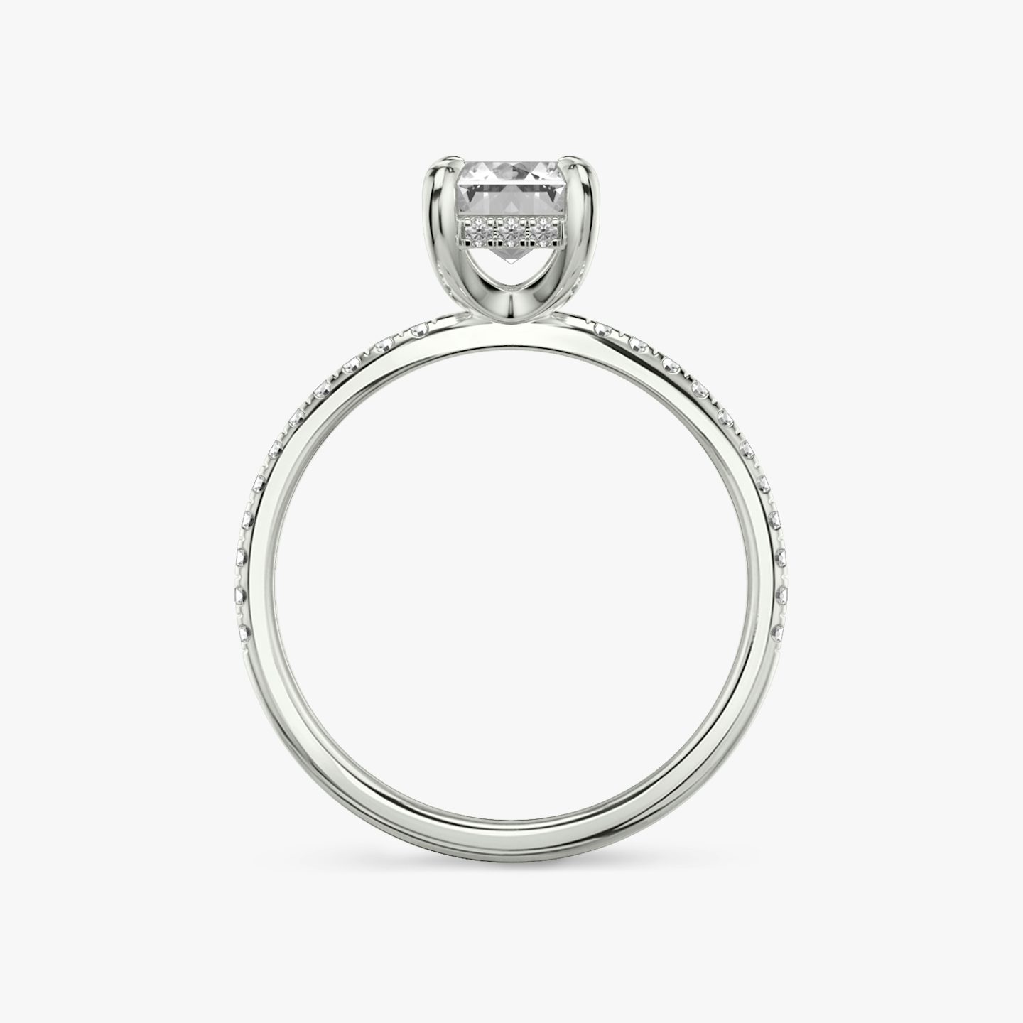 The Classic Hidden Halo | Emerald | 18k | 18k White Gold | Band: Pavé | Prong style: Plain | Diamond orientation: vertical | Carat weight: See full inventory