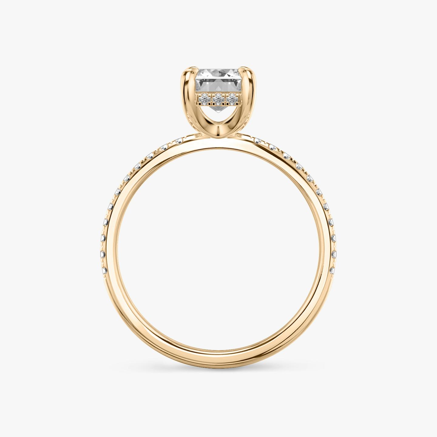 The Classic Hidden Halo | Emerald | 14k | 14k Rose Gold | Band: Pavé | Prong style: Plain | Diamond orientation: vertical | Carat weight: See full inventory