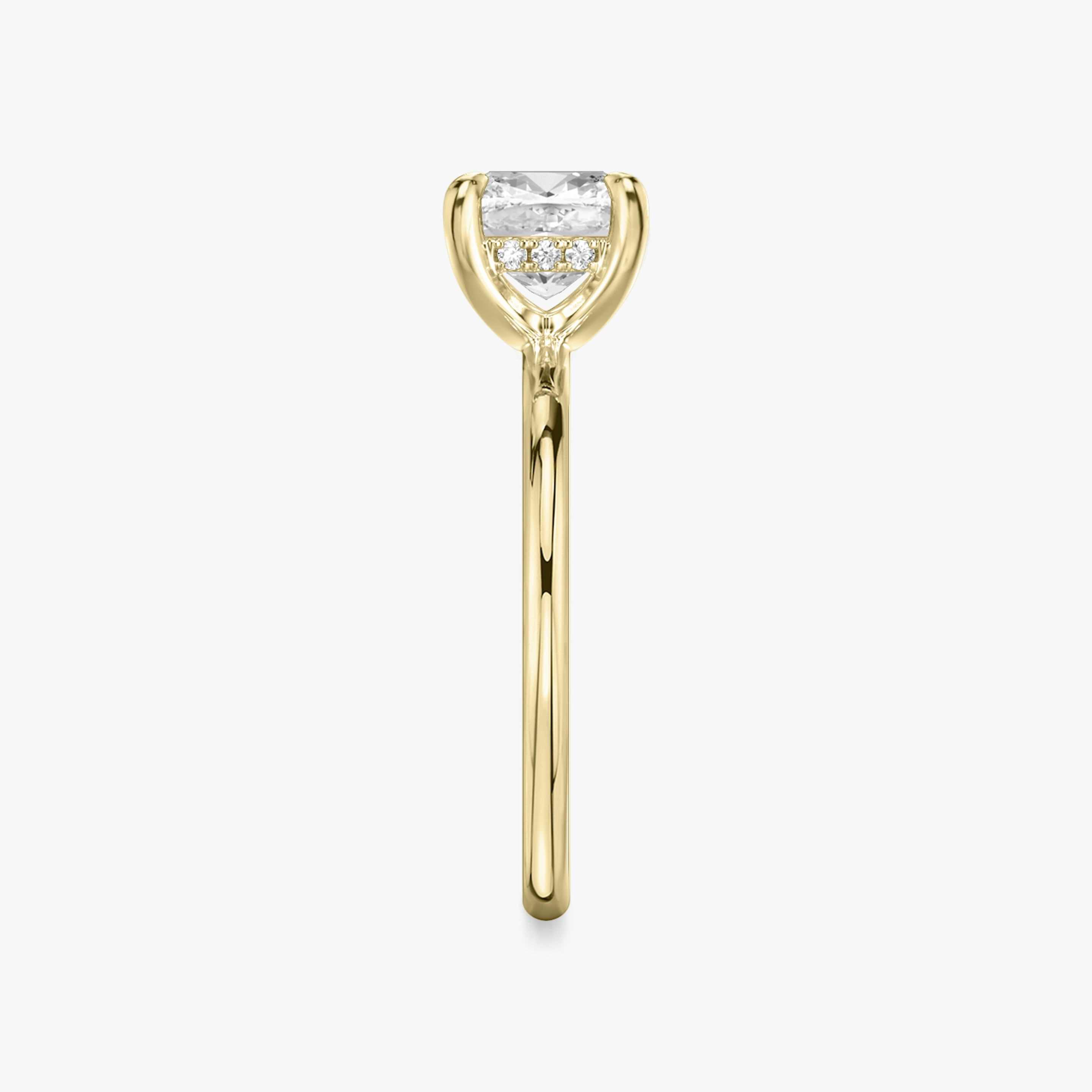 The Classic Hidden Halo | Pavé Cushion | 18k | 18k Yellow Gold | Band: Plain | Prong style: Plain | Diamond orientation: vertical | Carat weight: See full inventory