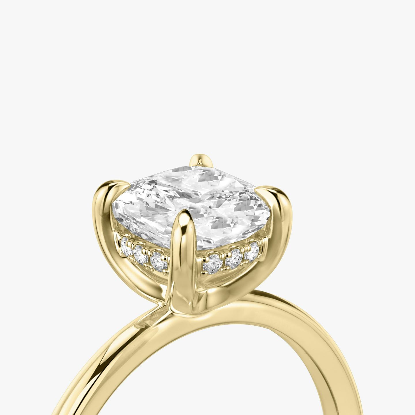 The Classic Hidden Halo | Pavé Cushion | 18k | 18k Yellow Gold | Band: Plain | Prong style: Plain | Diamond orientation: vertical | Carat weight: See full inventory